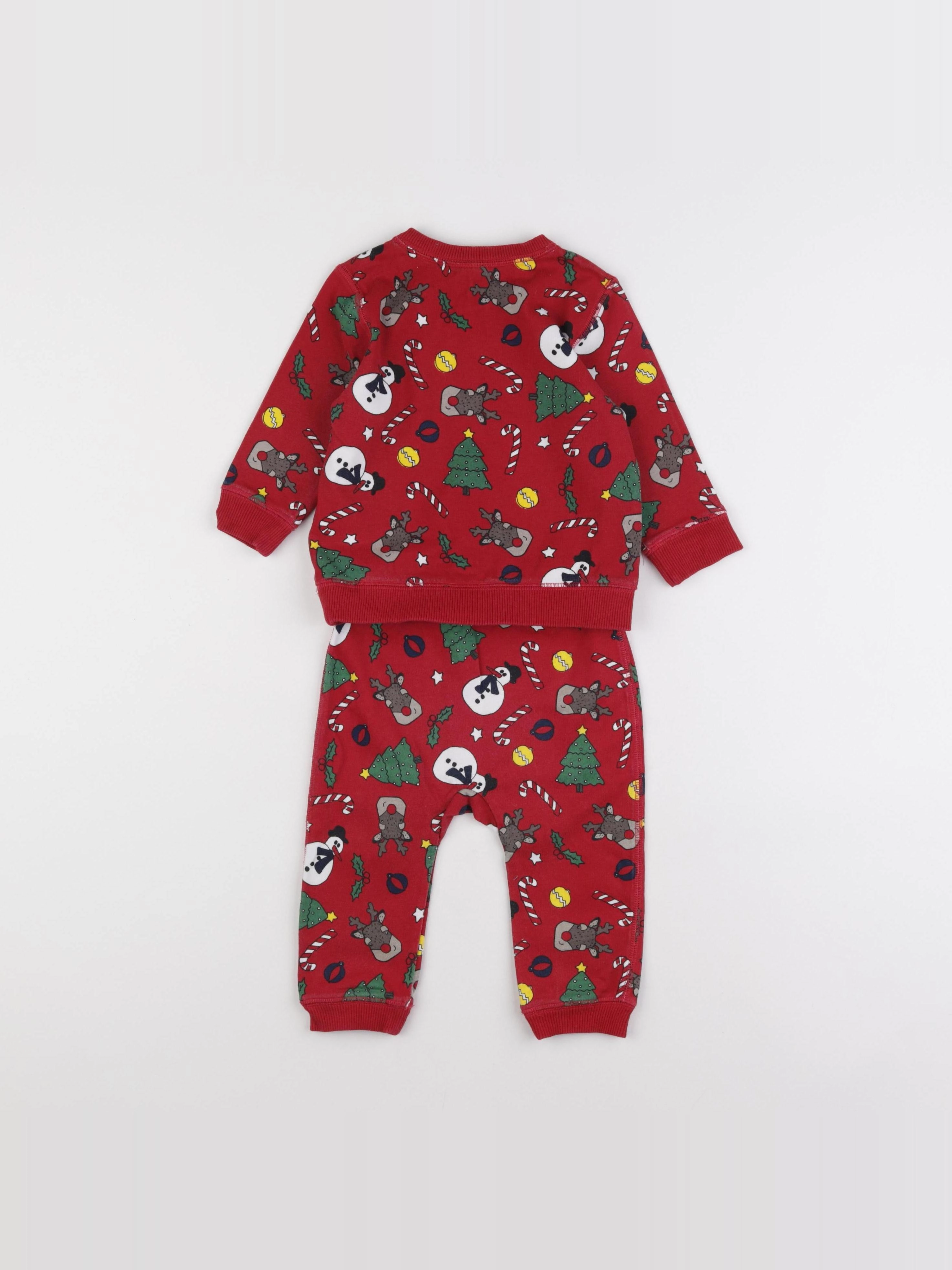 H&M - pyjama coton rouge - 6/9 mois