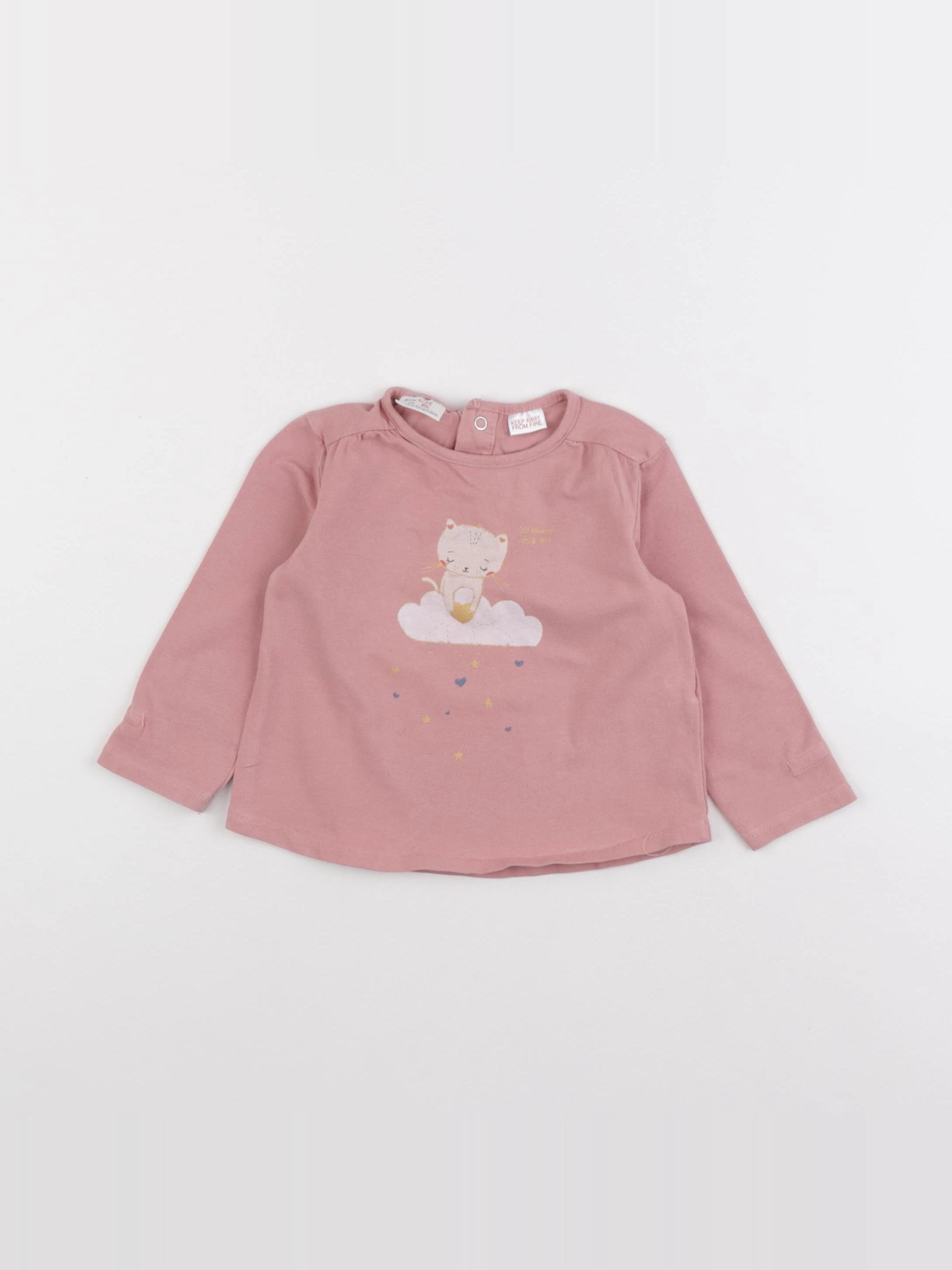Zara - tee-shirt rose - 9/12 mois