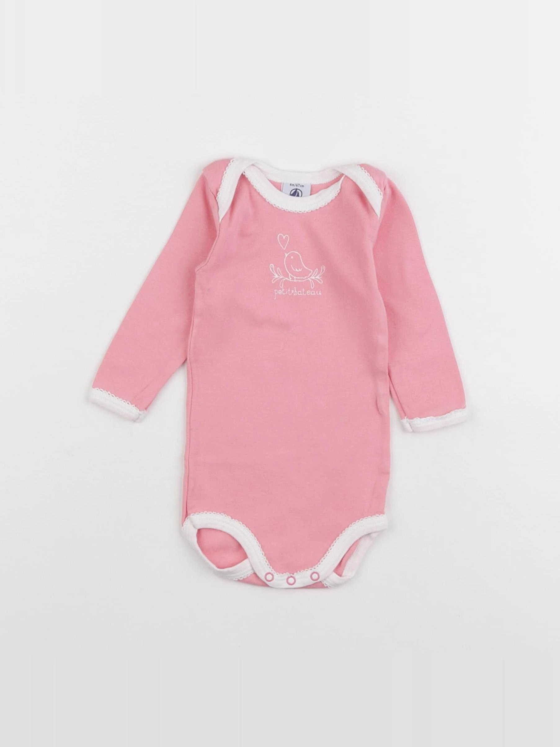 Petit Bateau - body rose - 6 mois