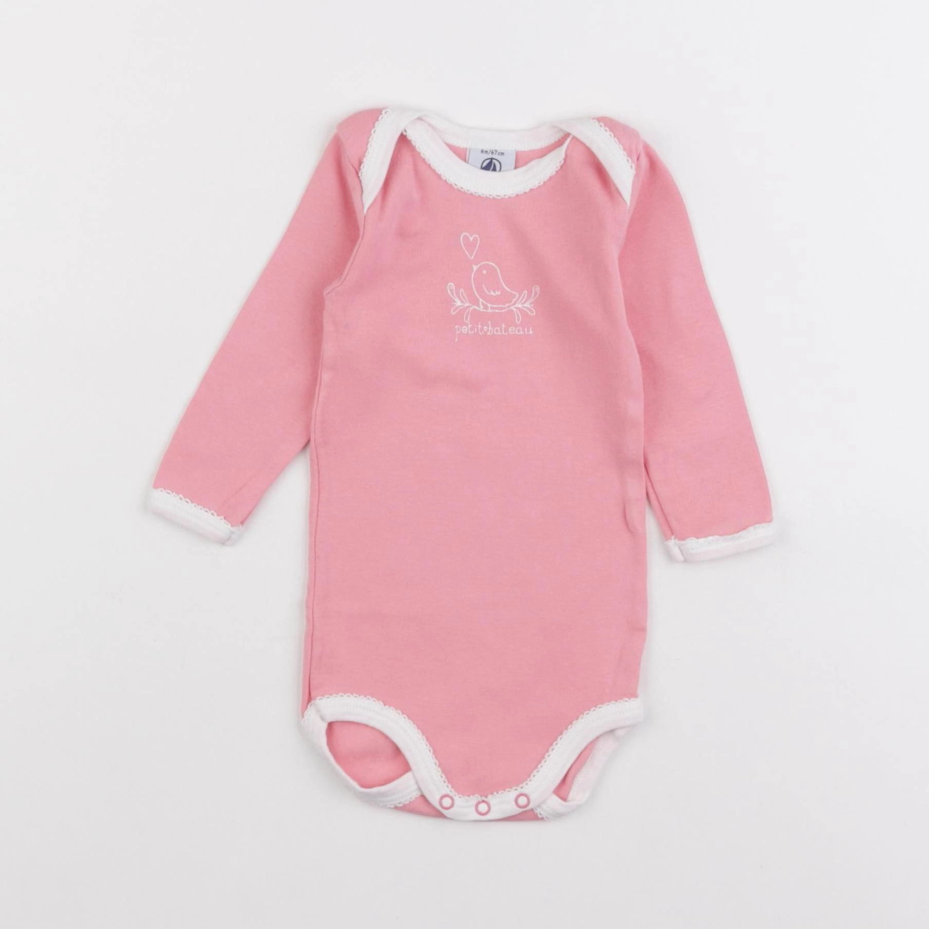 Petit Bateau - body rose - 6 mois
