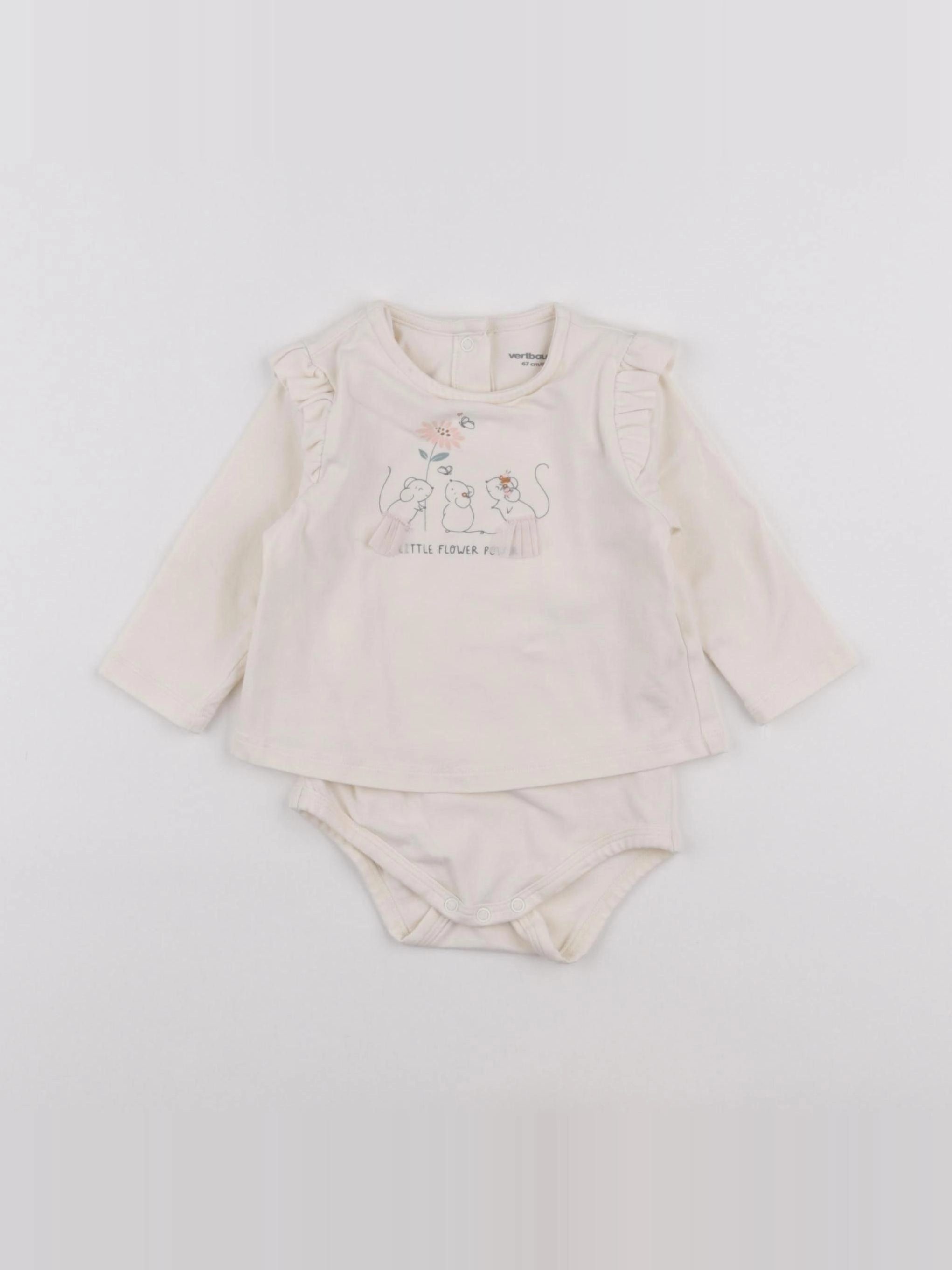 Vertbaudet - body tee-shirt blanc - 6 mois