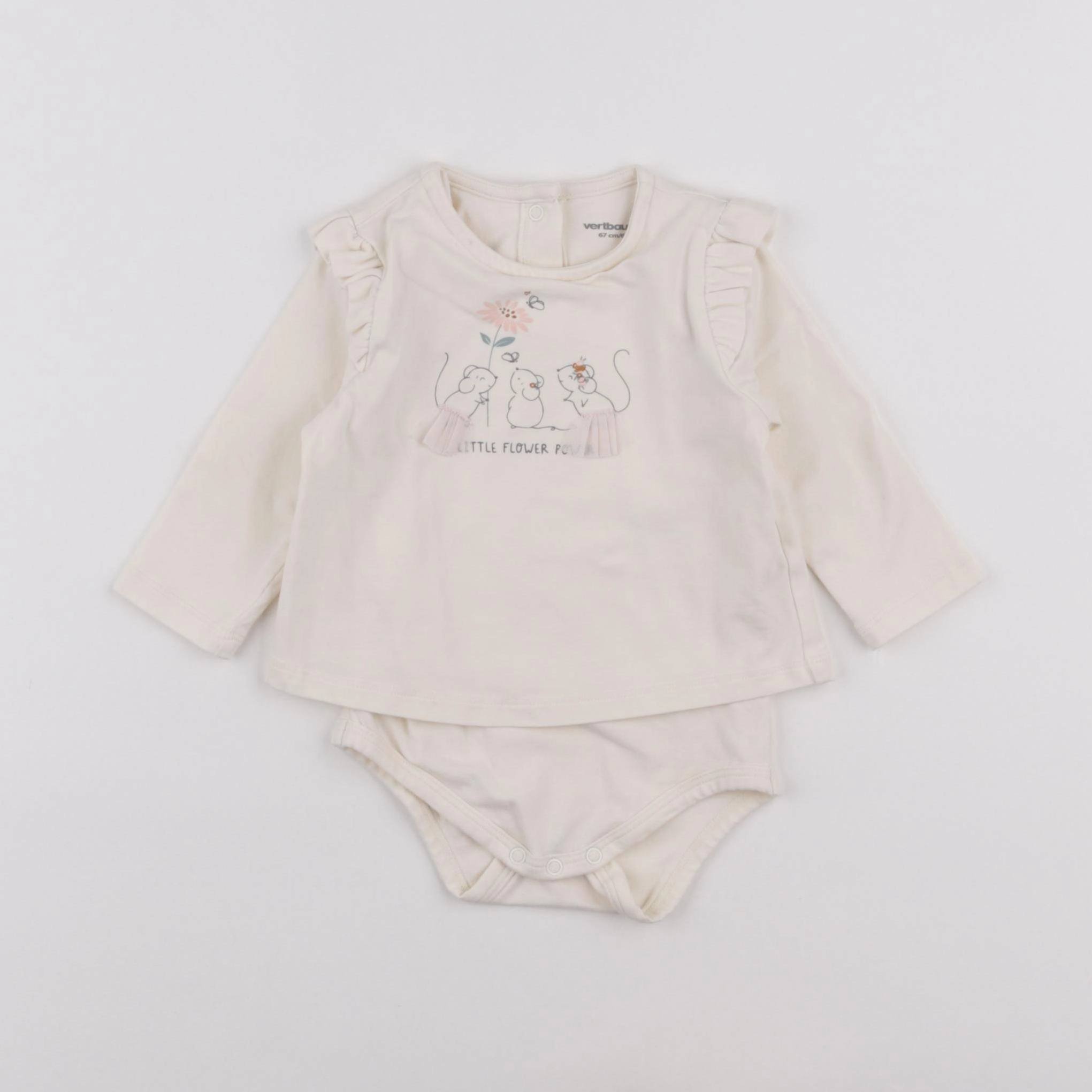 Vertbaudet - body tee-shirt blanc - 6 mois