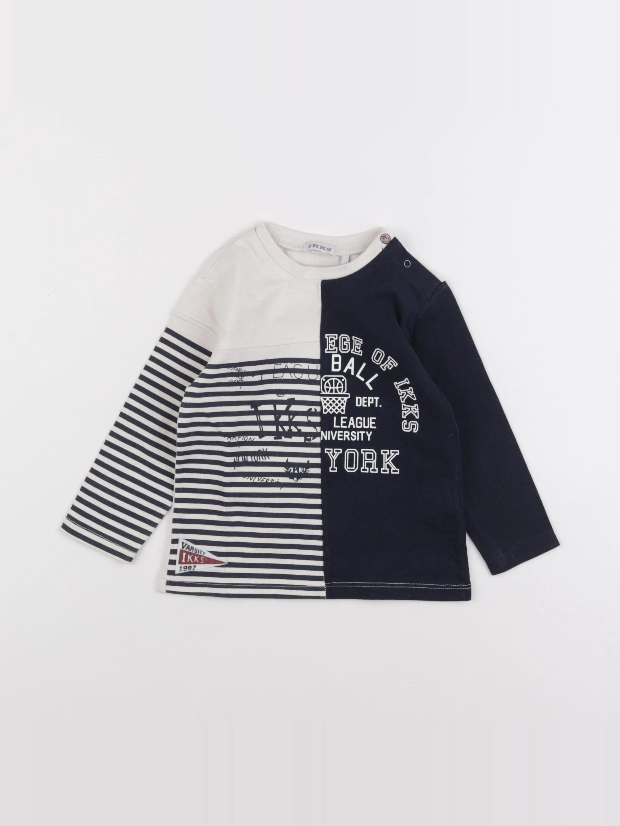 IKKS - tee-shirt bleu, blanc - 12 mois