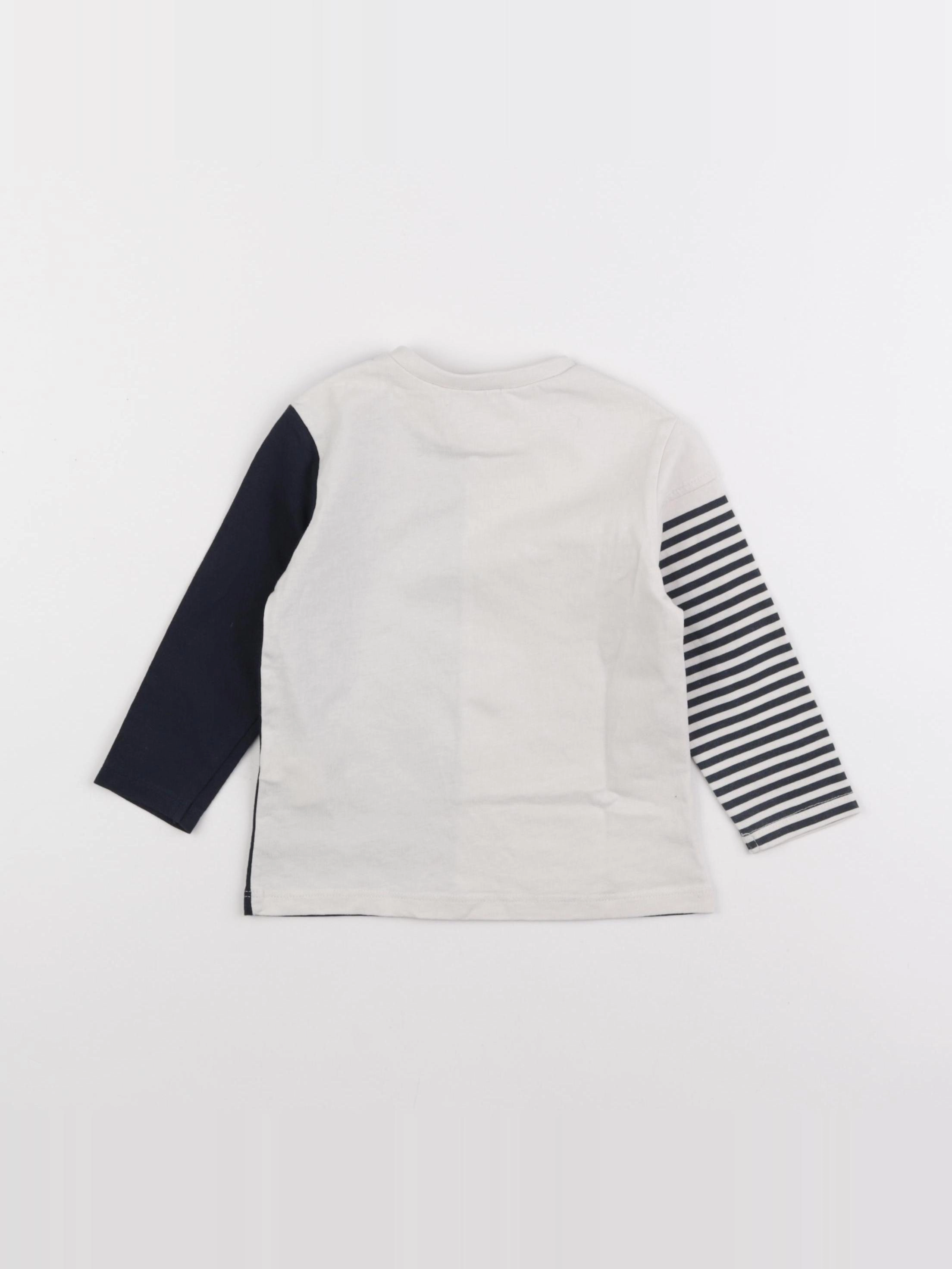 IKKS - tee-shirt bleu, blanc - 12 mois