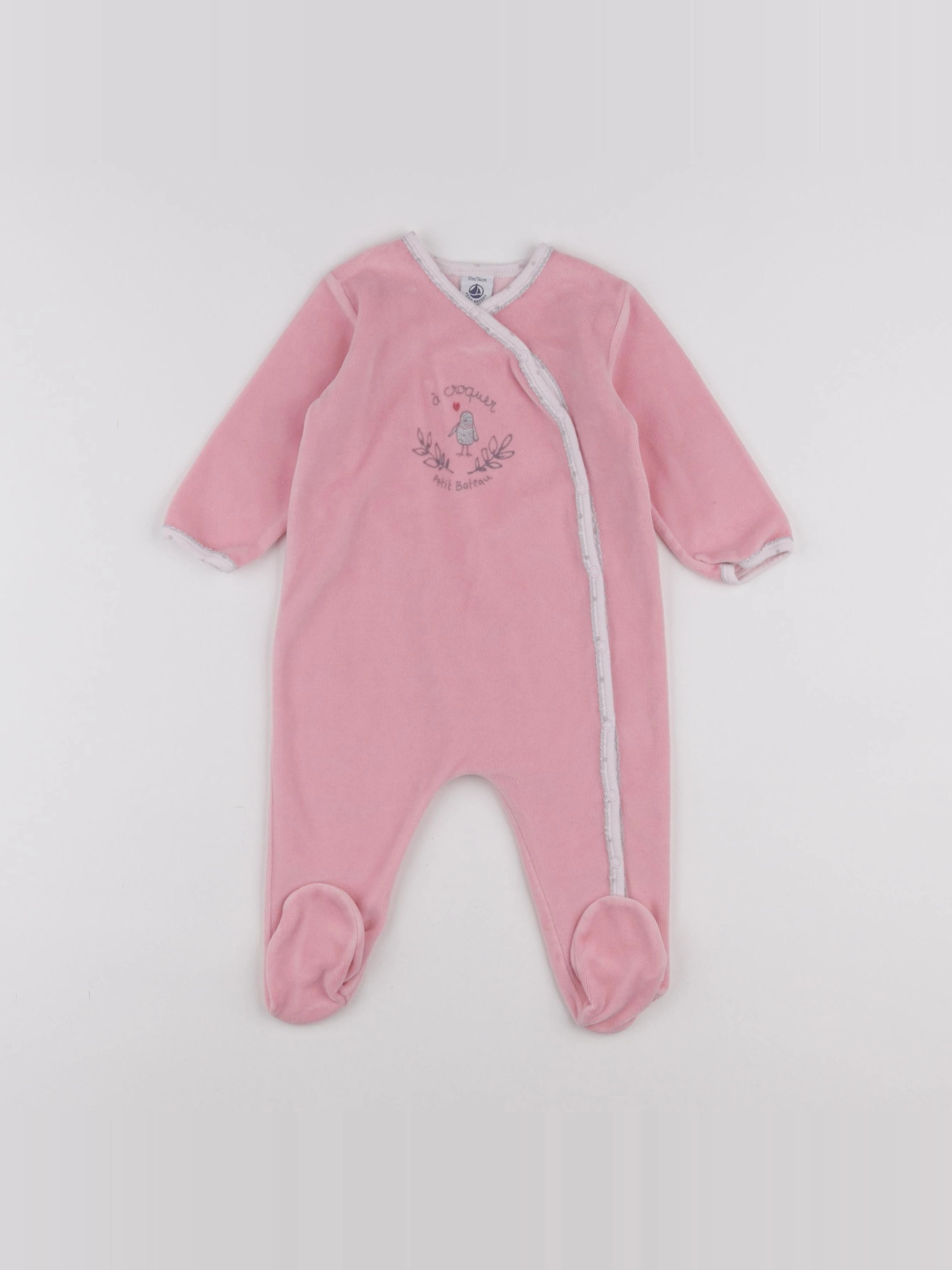 Petit Bateau - pyjama velours rose - 12 mois