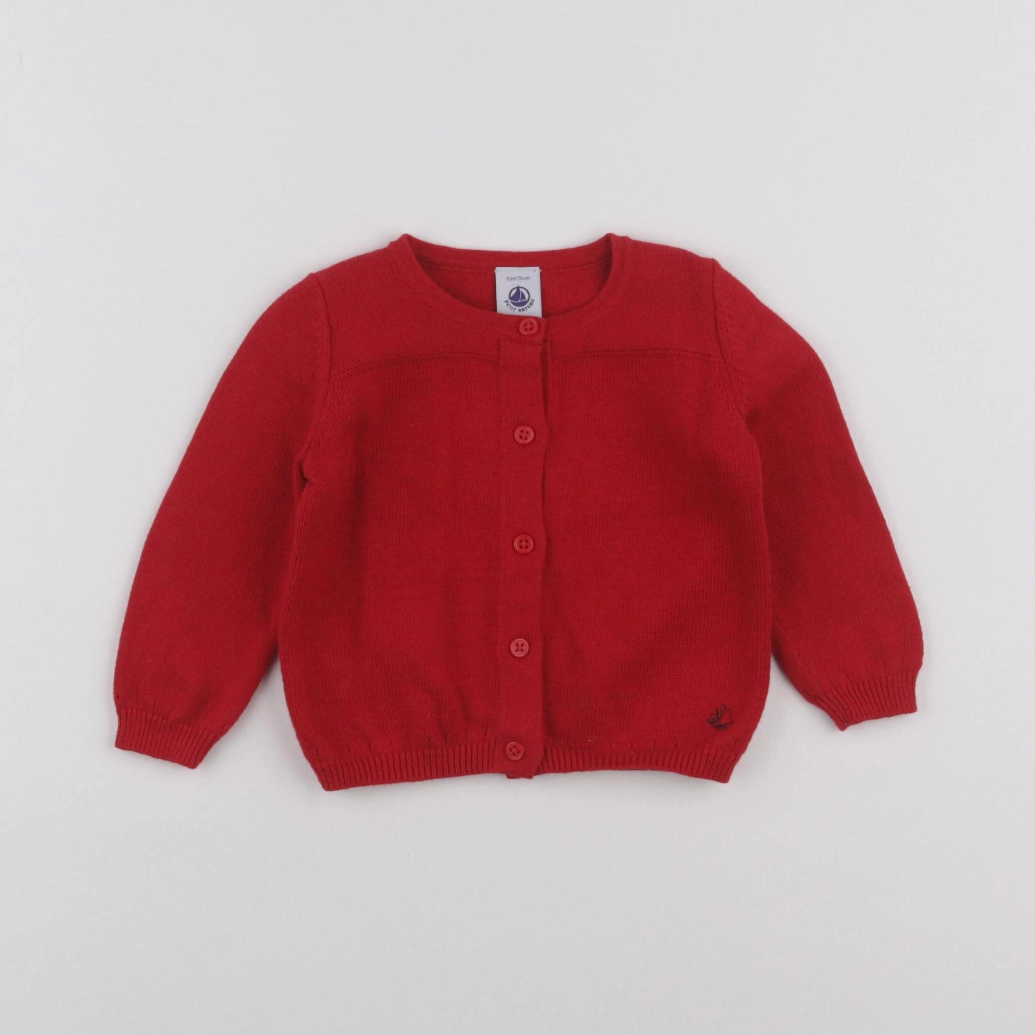 Petit Bateau - gilet rouge - 12 mois