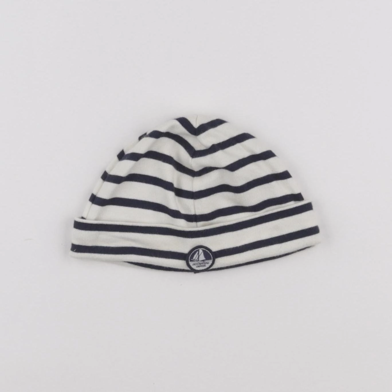 Petit Bateau - bonnet blanc, bleu - 12 mois