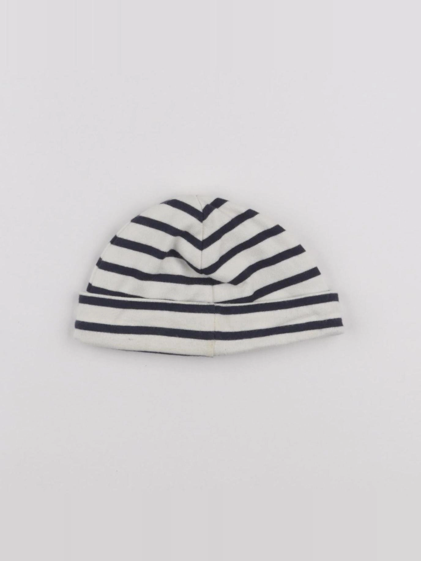 Petit Bateau - bonnet blanc, bleu - 12 mois