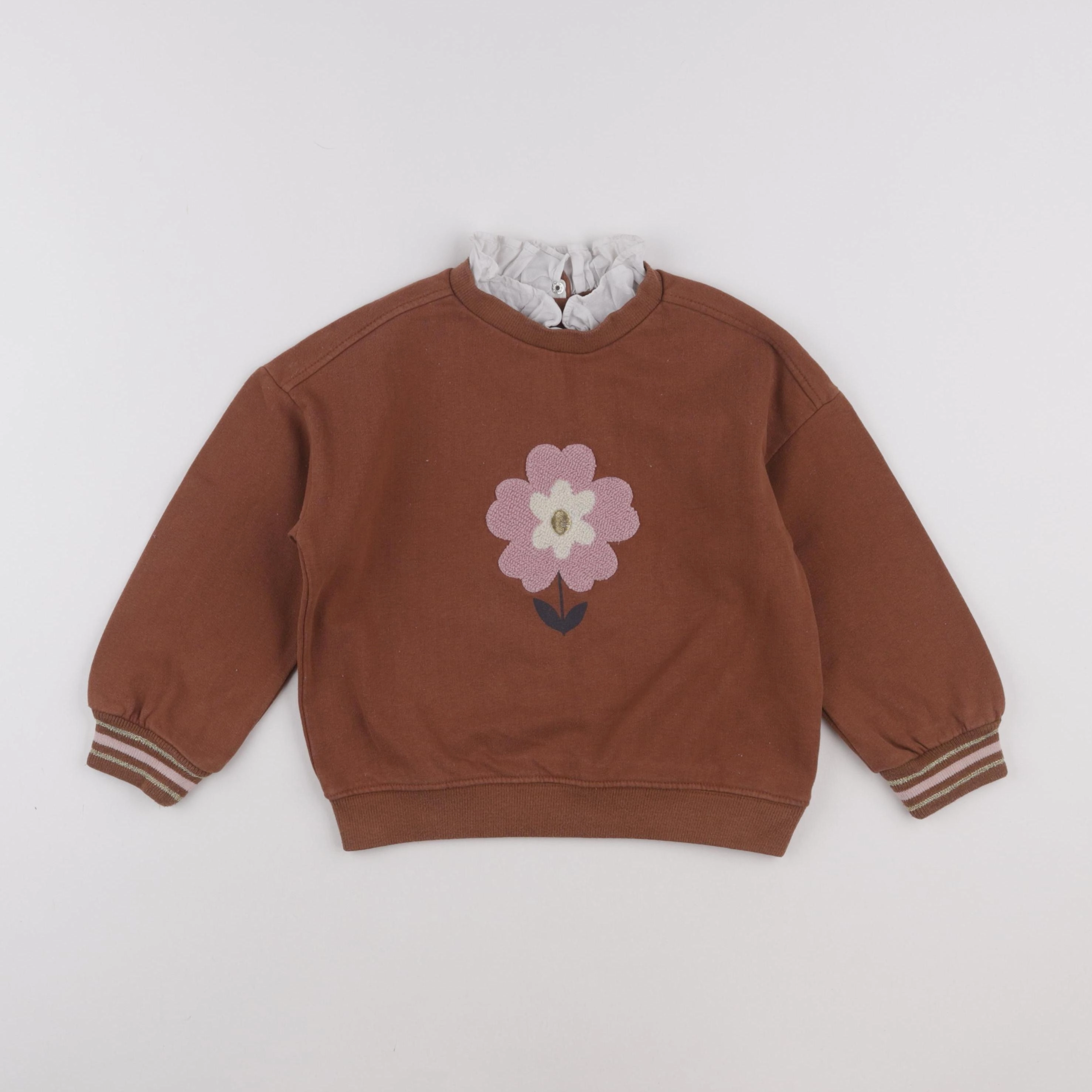Vertbaudet - sweat marron - 6 ans
