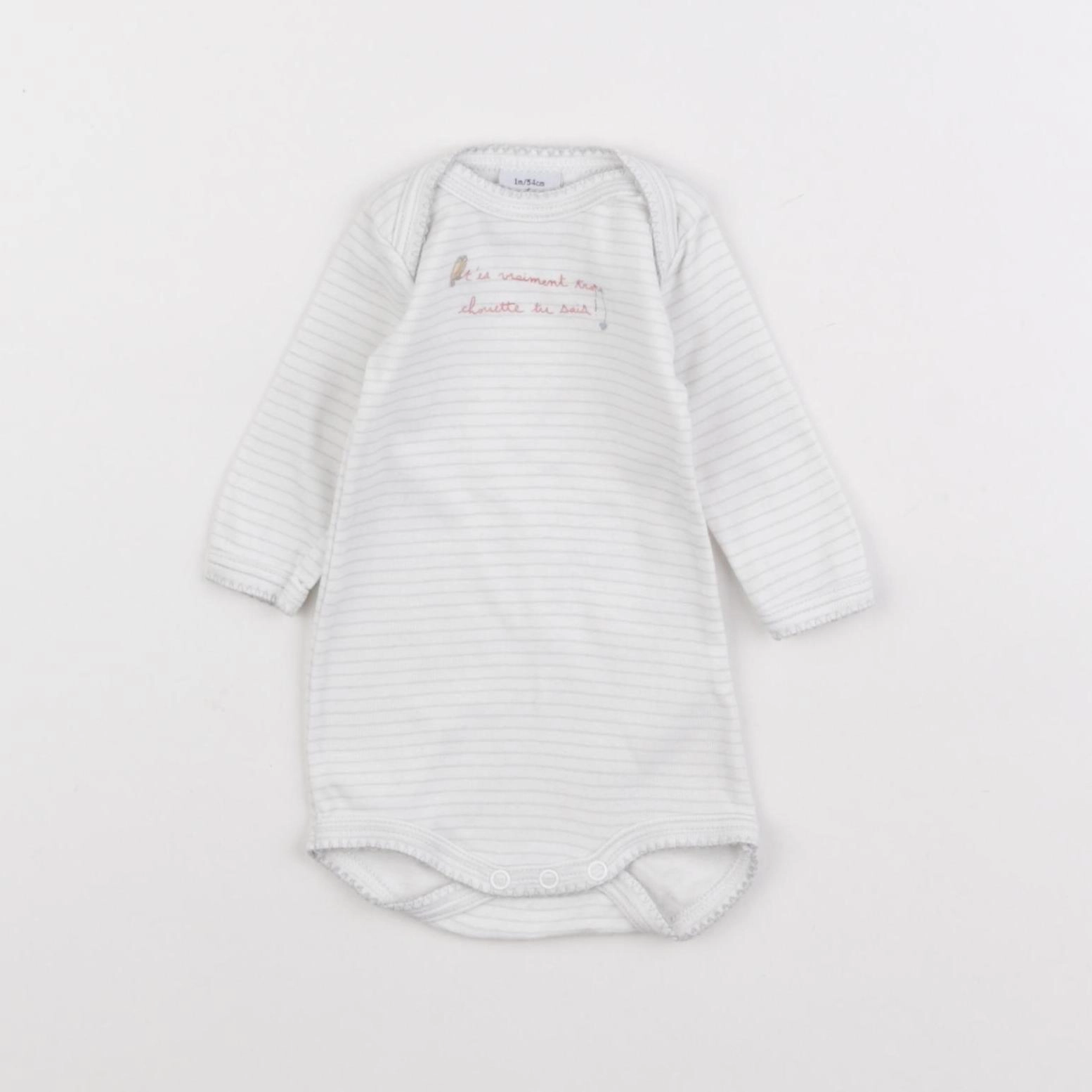 Petit Bateau - body blanc - 1 mois