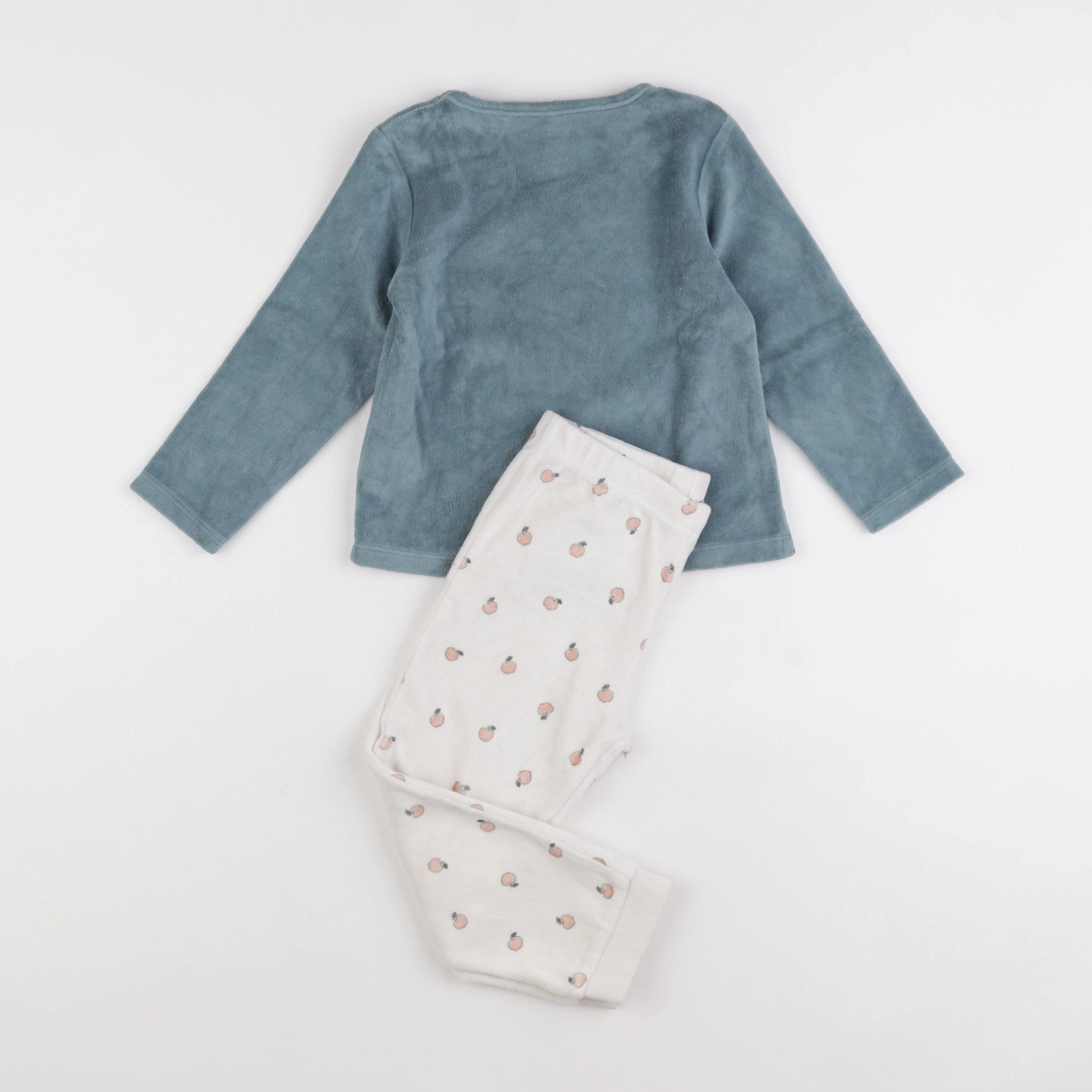 Vertbaudet - pyjama velours beige, bleu - 4 ans