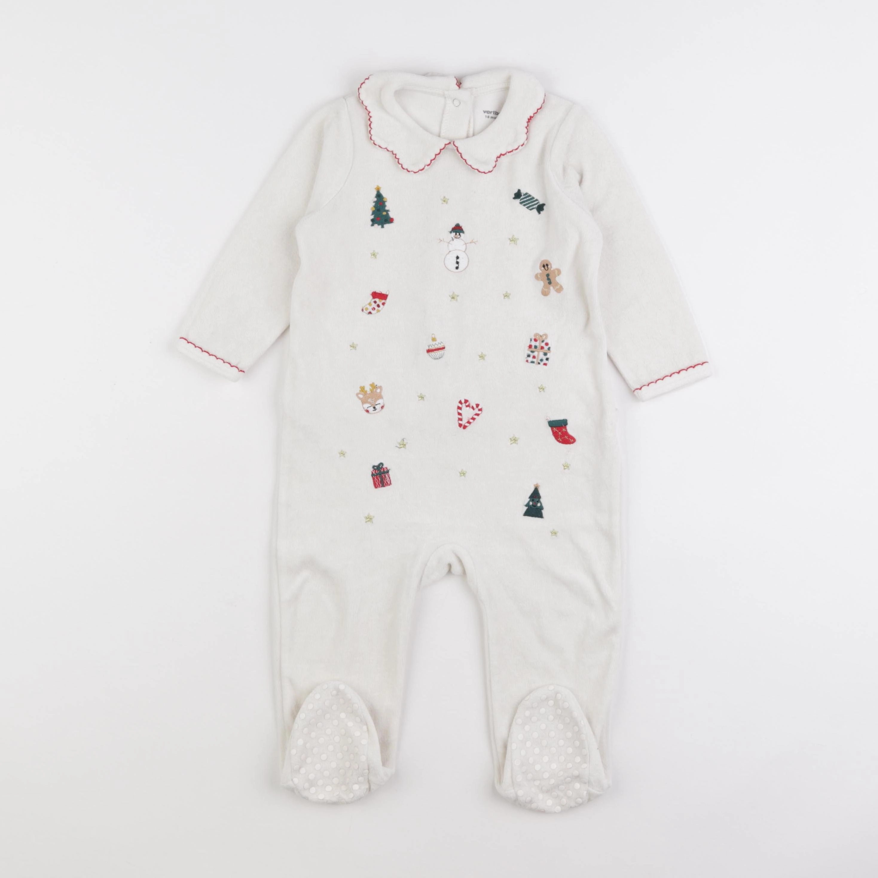 Vertbaudet - pyjama velours beige - 18 mois