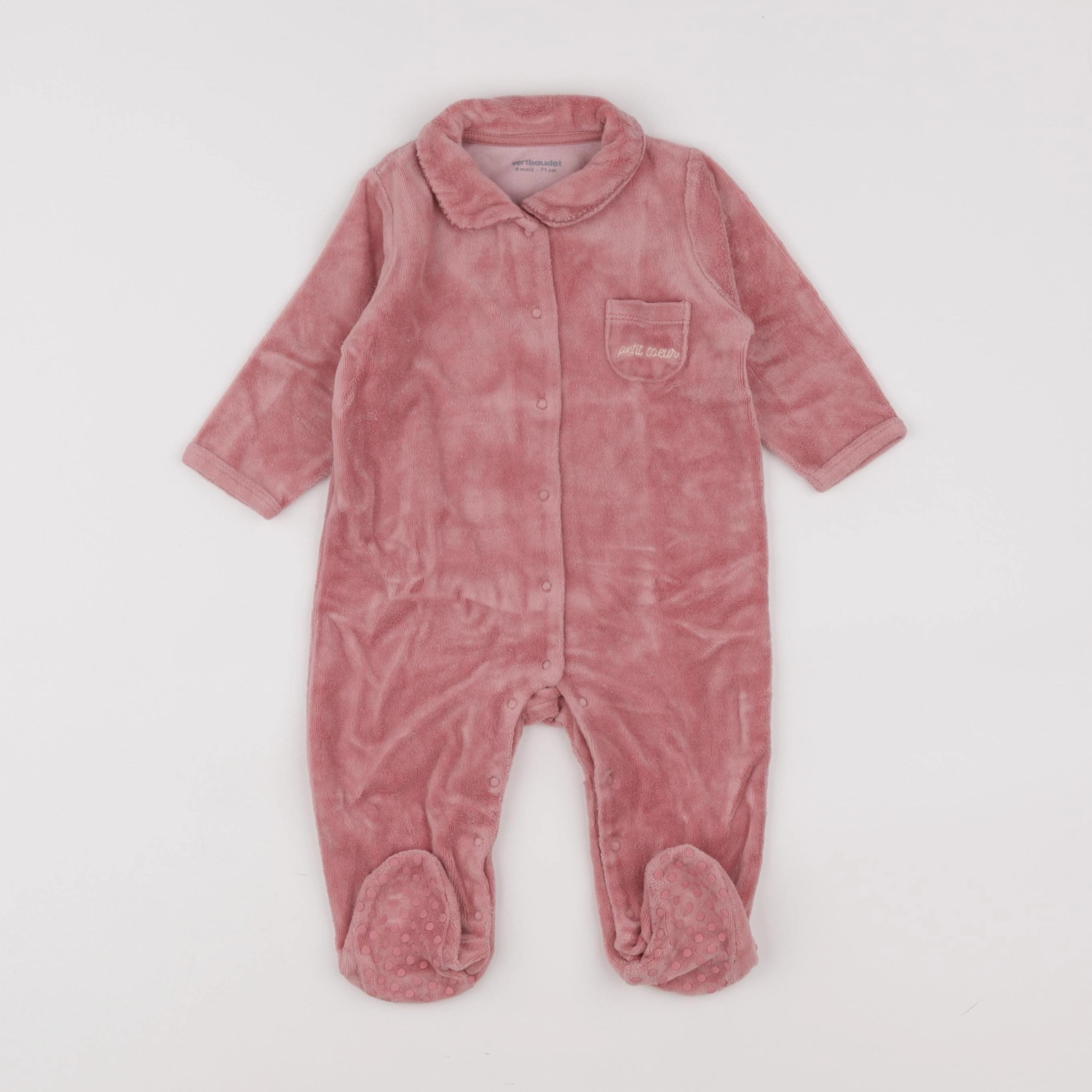 Vertbaudet - pyjama velours rose - 9 mois