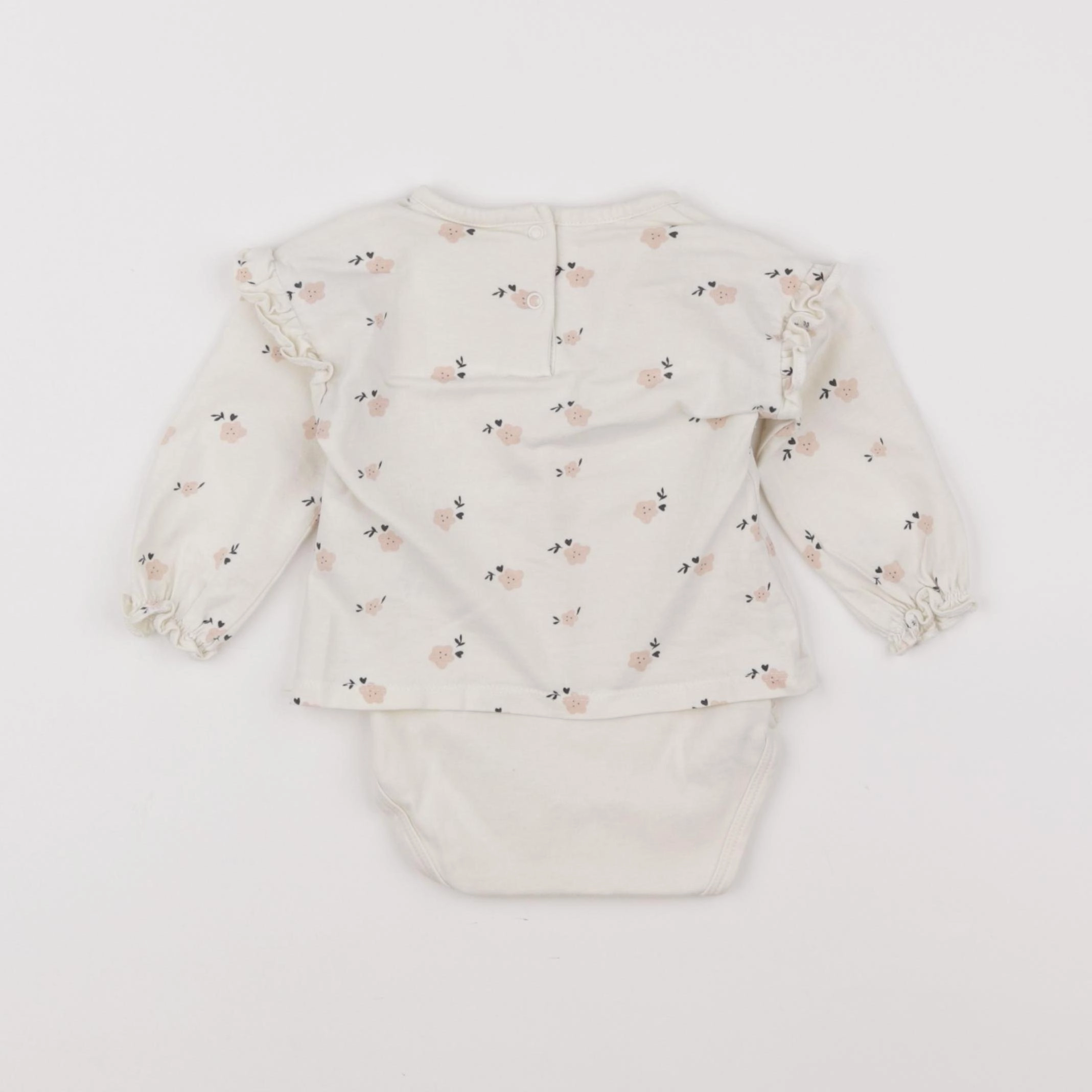 Vertbaudet - body tee-shirt blanc, rose - 6 mois
