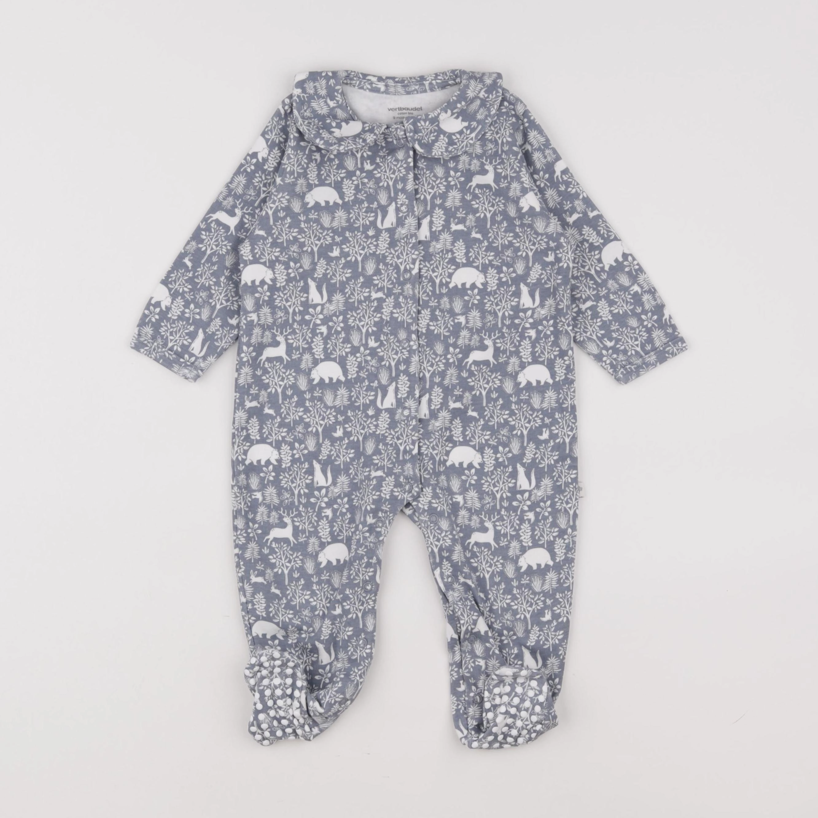 Vertbaudet - pyjama coton bleu, blanc - 9 mois