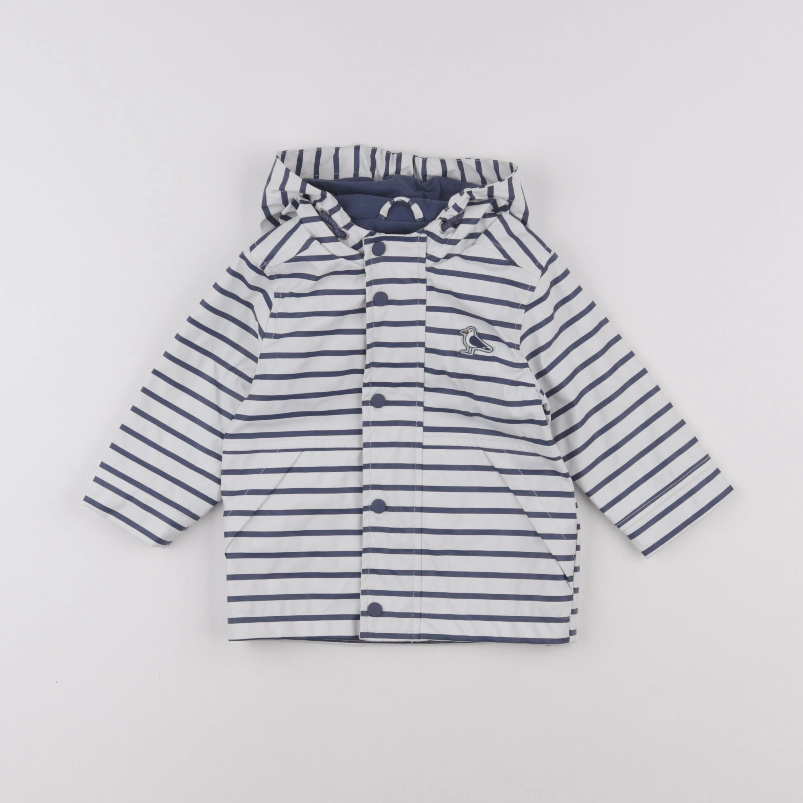 Vertbaudet - imperméable bleu, blanc - 12 mois