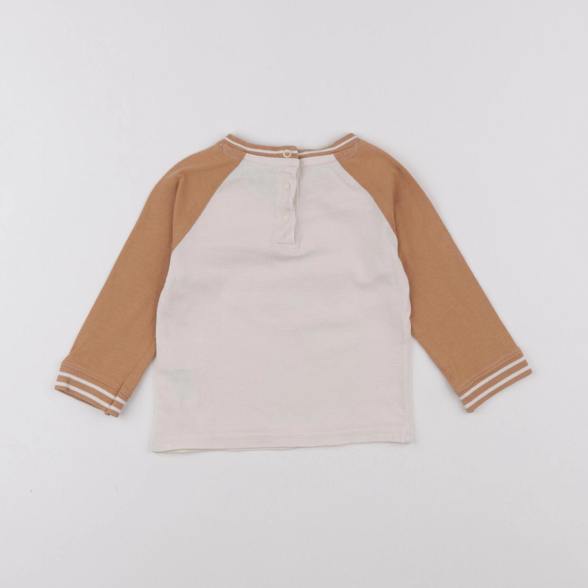 Vertbaudet - tee-shirt beige, marron - 12 mois