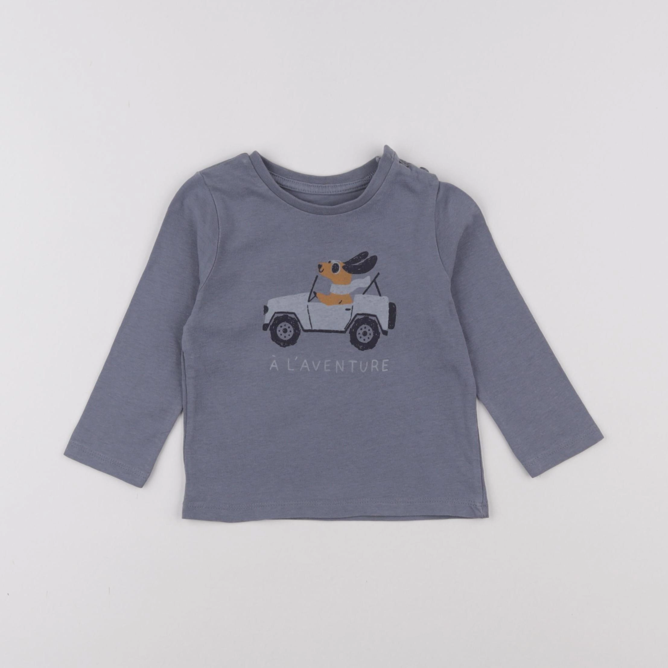 Vertbaudet - tee-shirt bleu - 12 mois