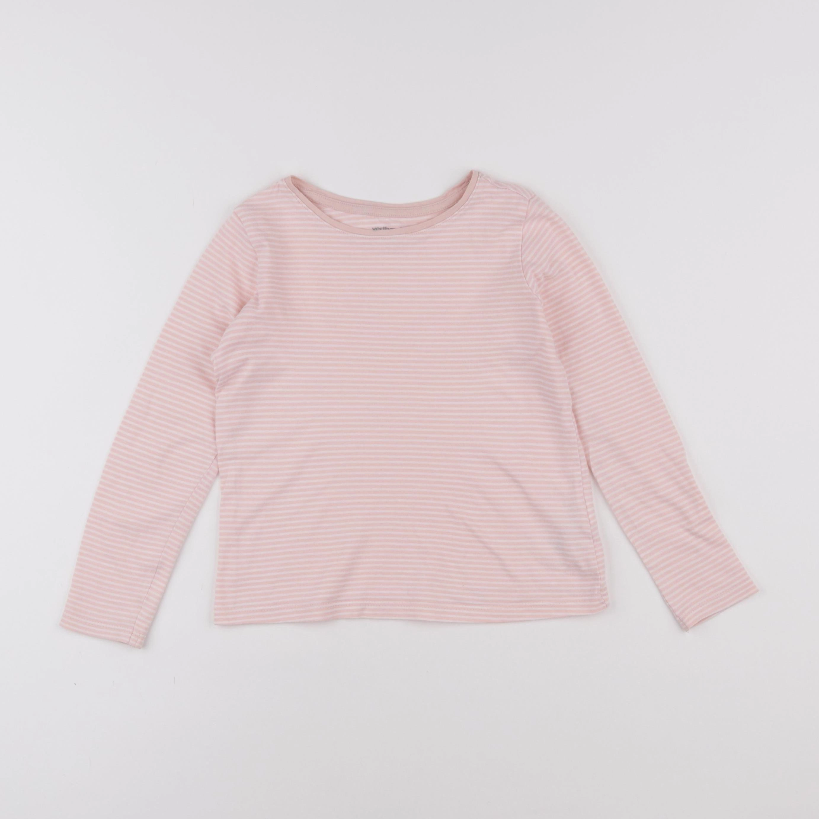 Vertbaudet - tee-shirt rose, blanc - 6 ans