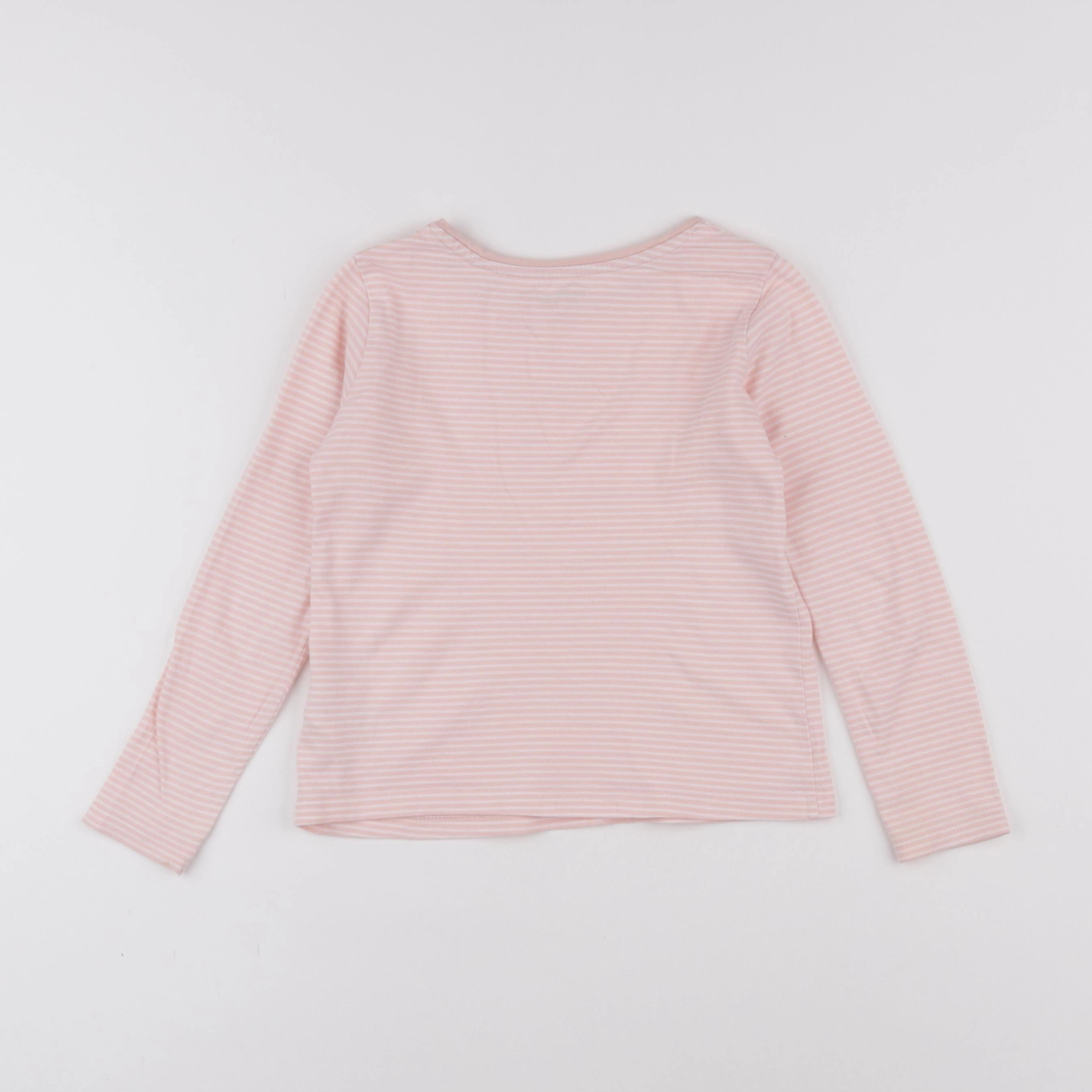 Vertbaudet - tee-shirt rose, blanc - 6 ans