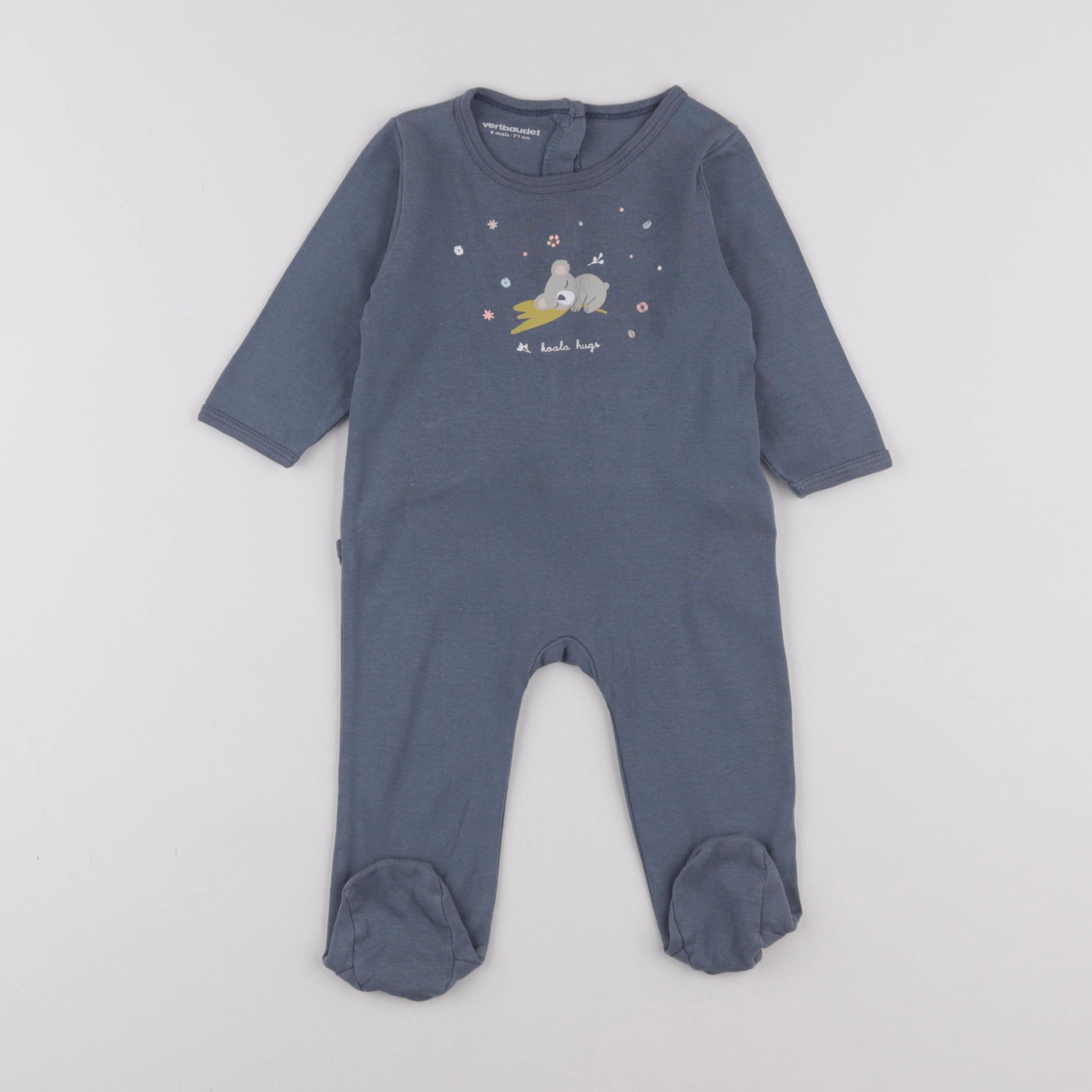Vertbaudet - pyjama coton bleu - 9 mois