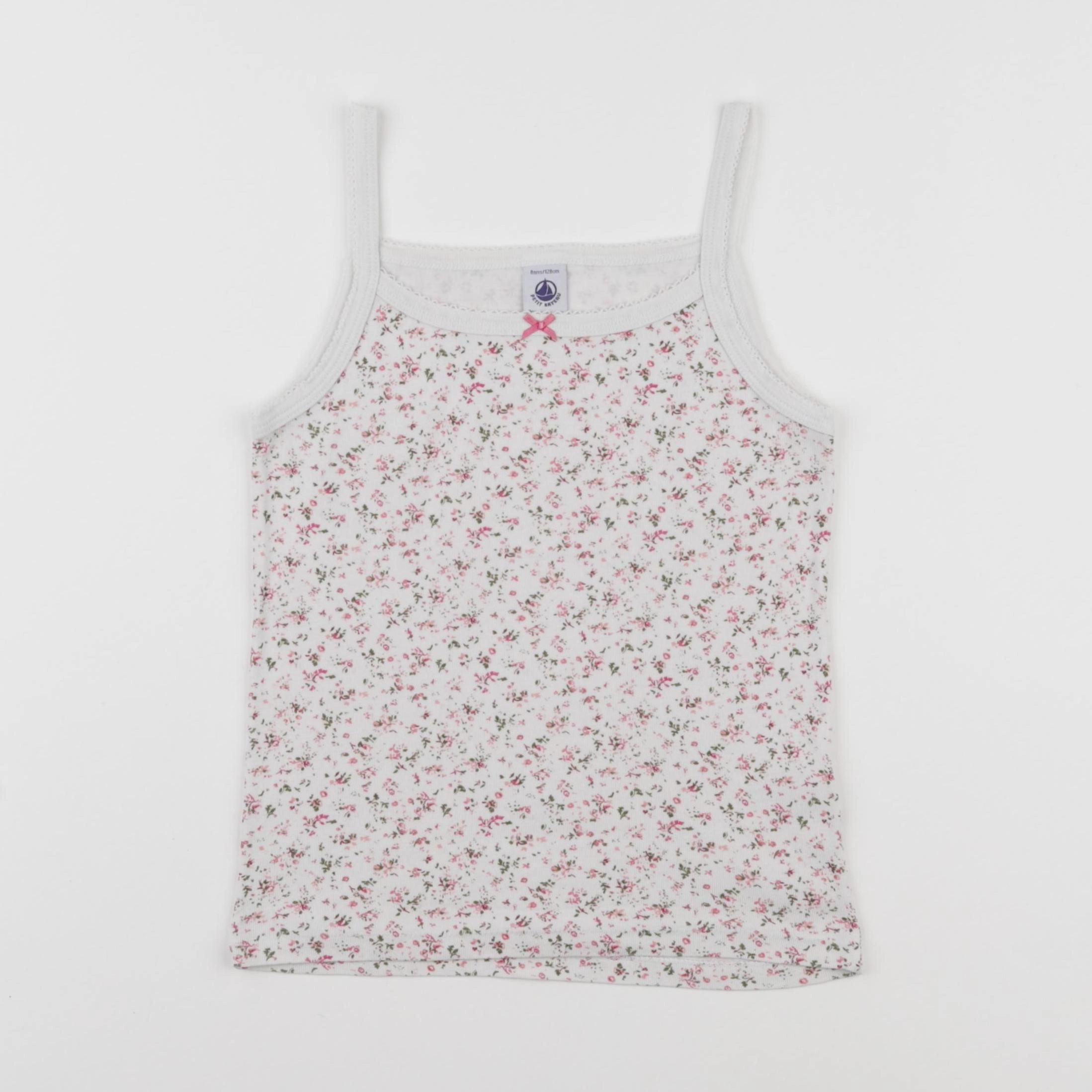 Petit Bateau - maillot de corps blanc, rose - 8 ans