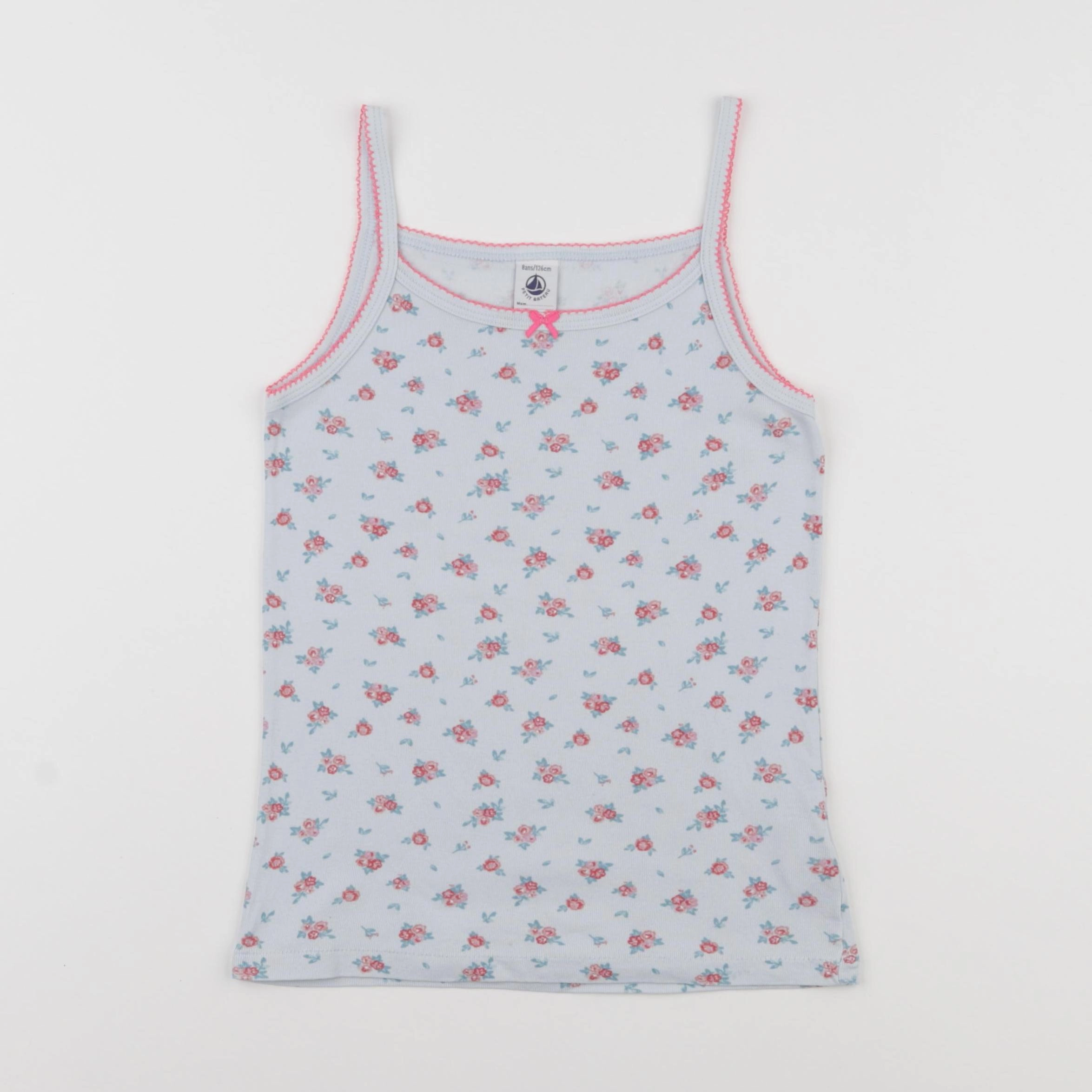 Petit Bateau - maillot de corps bleu, rose - 8 ans
