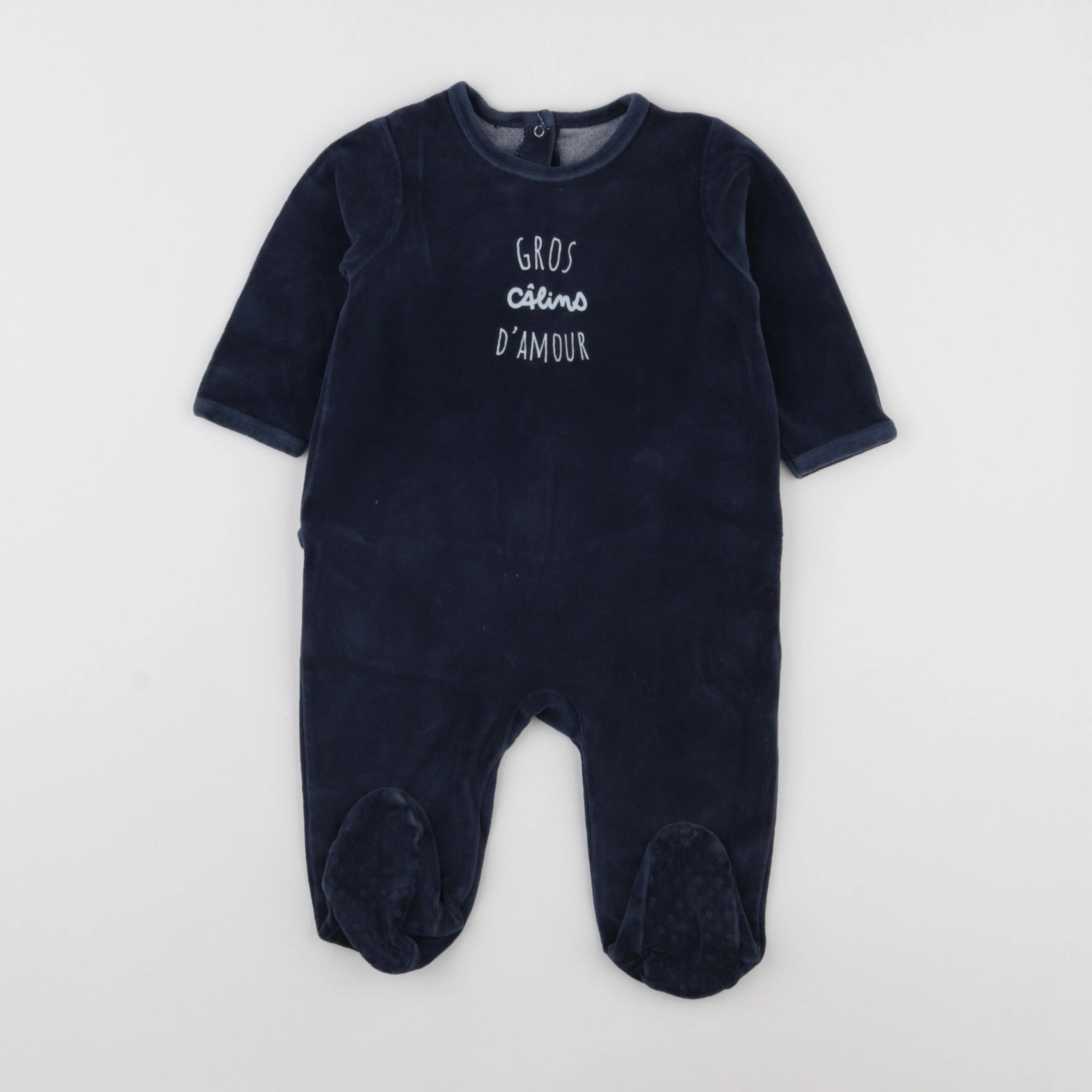 Vertbaudet - pyjama velours bleu - 12 mois