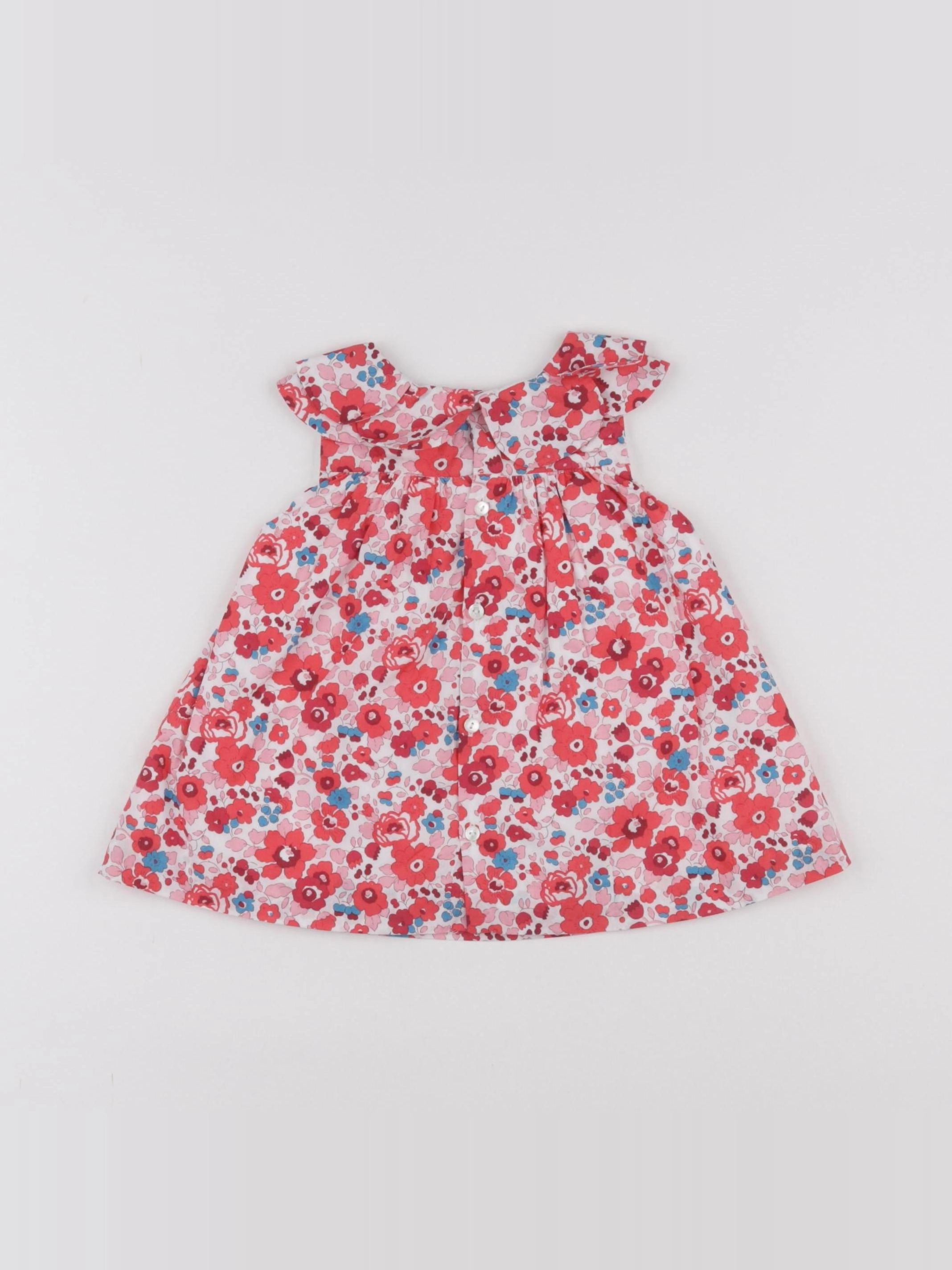 Jacadi - robe liberty rouge, rose - 6 mois