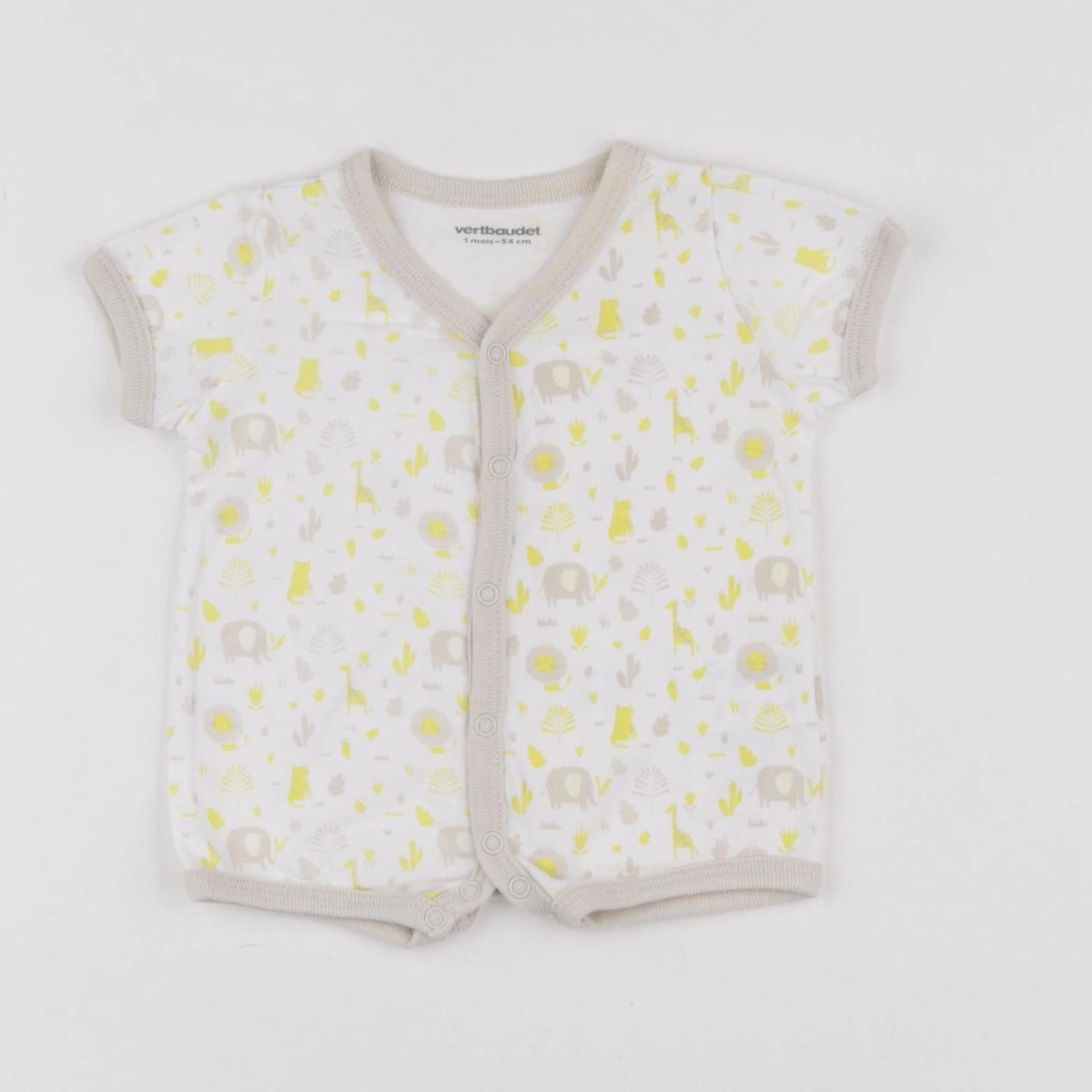 Vertbaudet - pyjama coton blanc, jaune - 1 mois