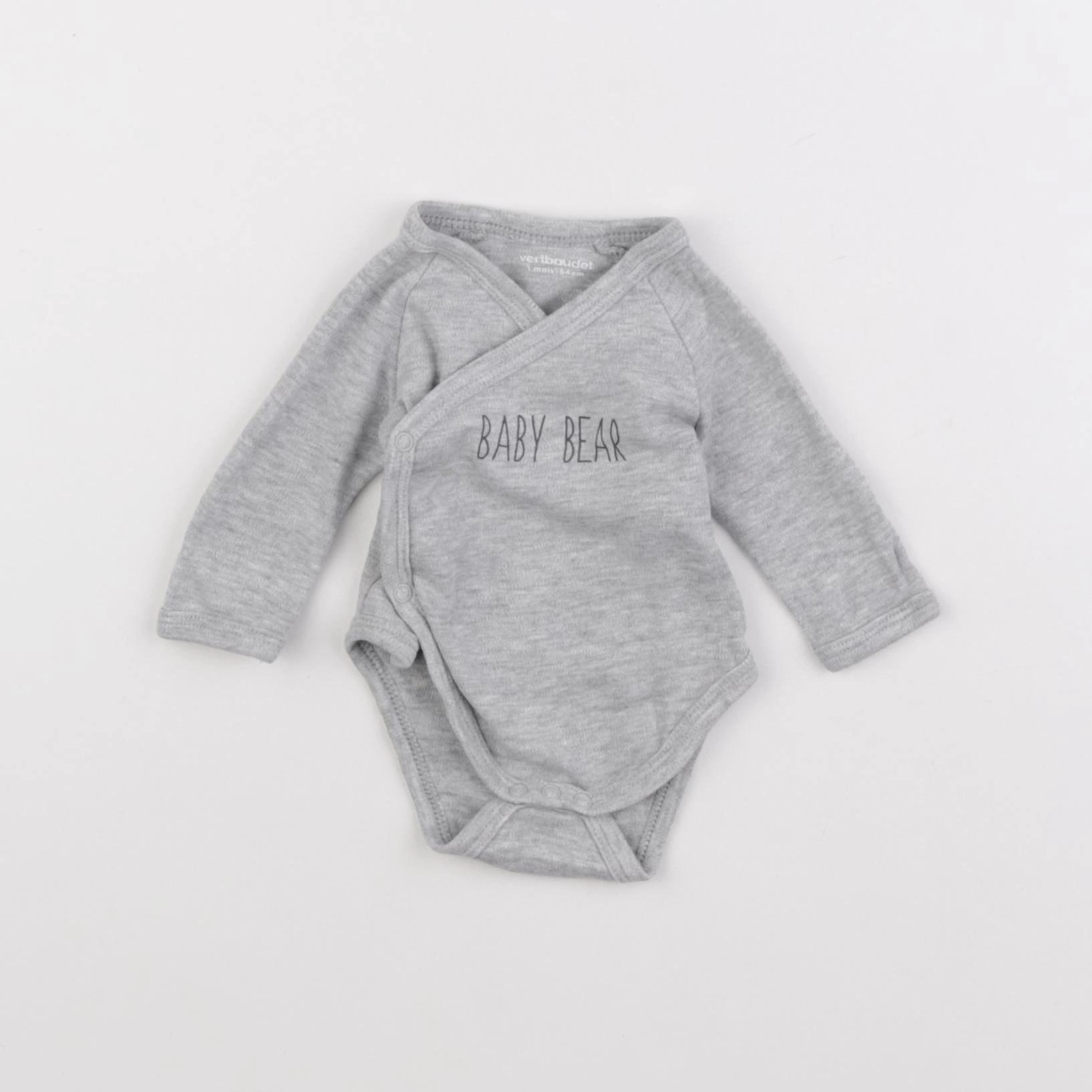 Vertbaudet - body gris - 1 mois