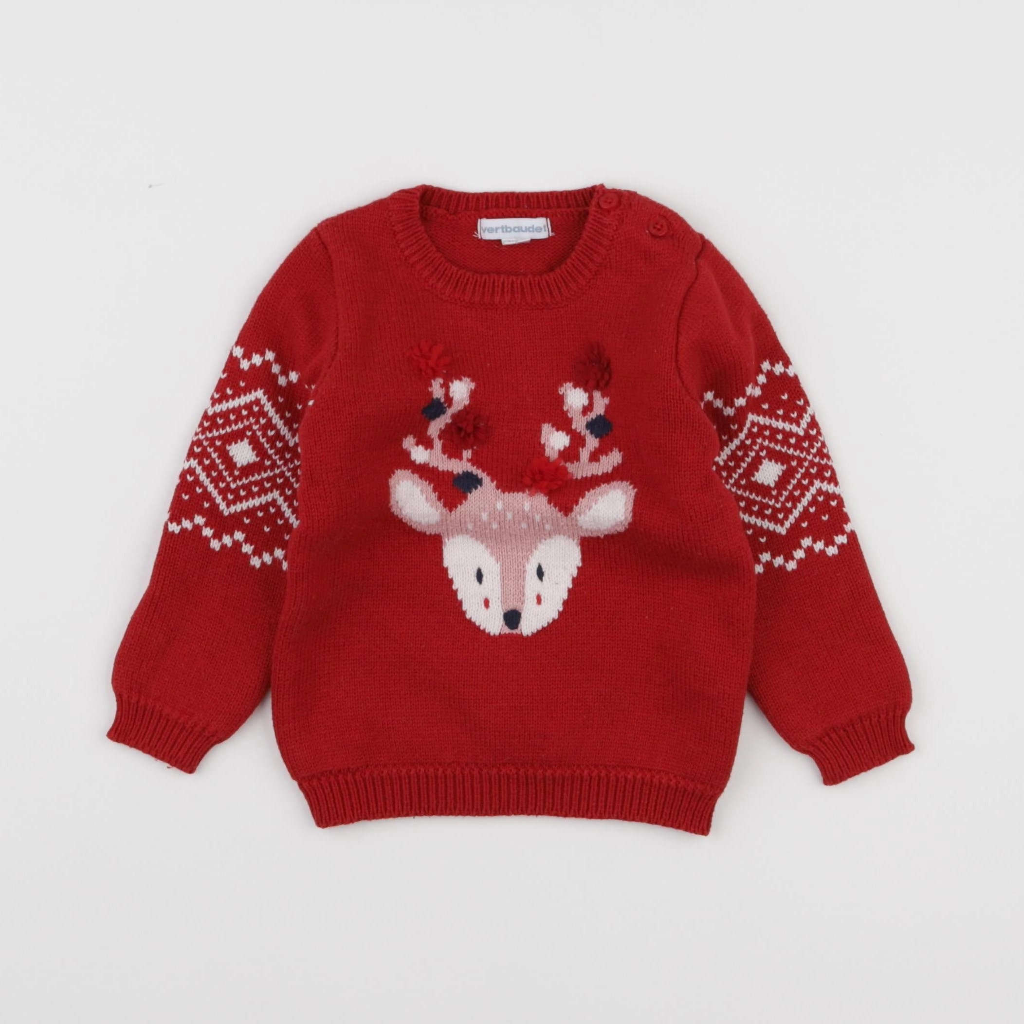 Vertbaudet - pull rouge - 18 mois