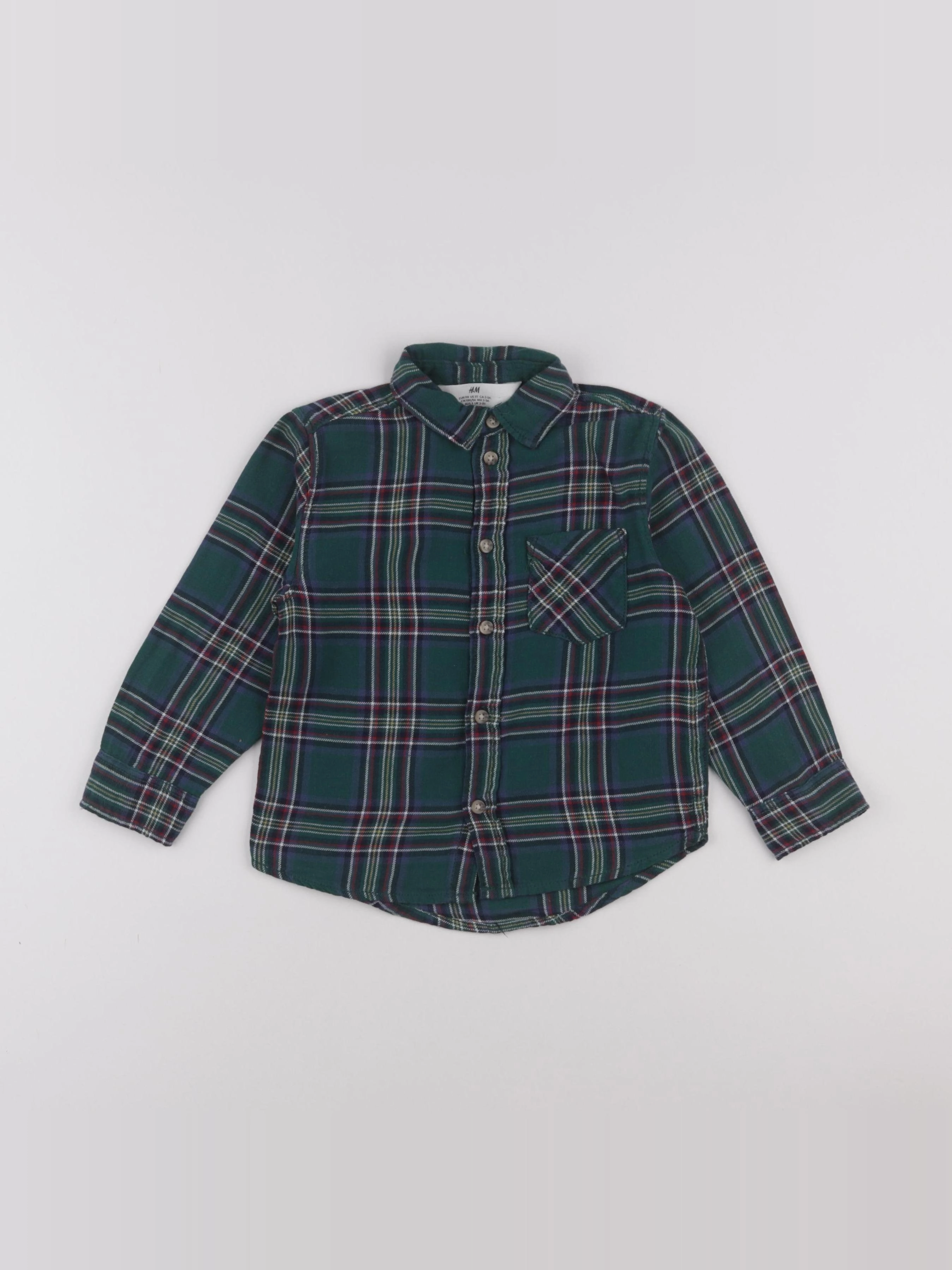 H&M - chemise vert - 2/3 ans
