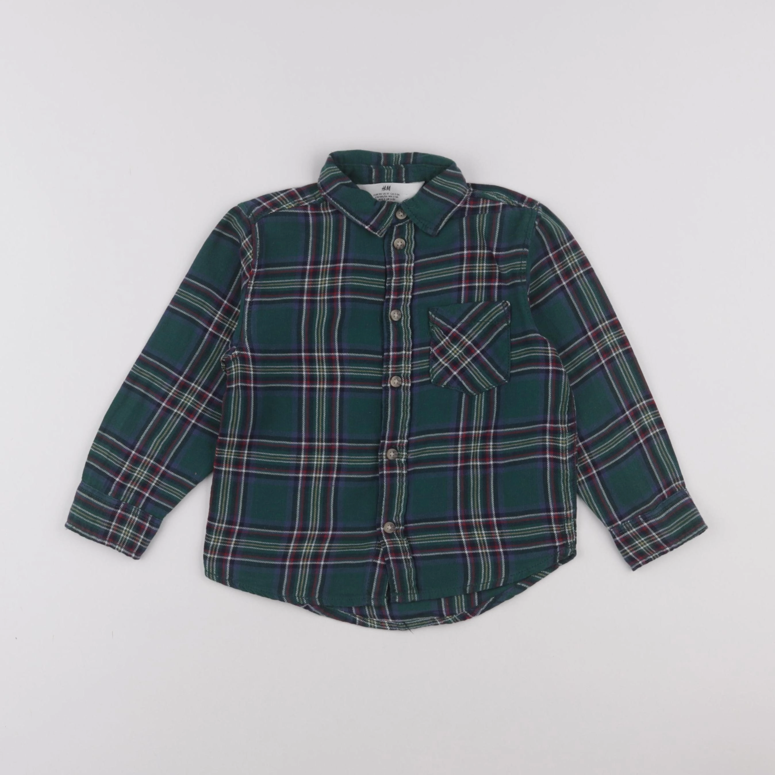 H&M - chemise vert - 2/3 ans