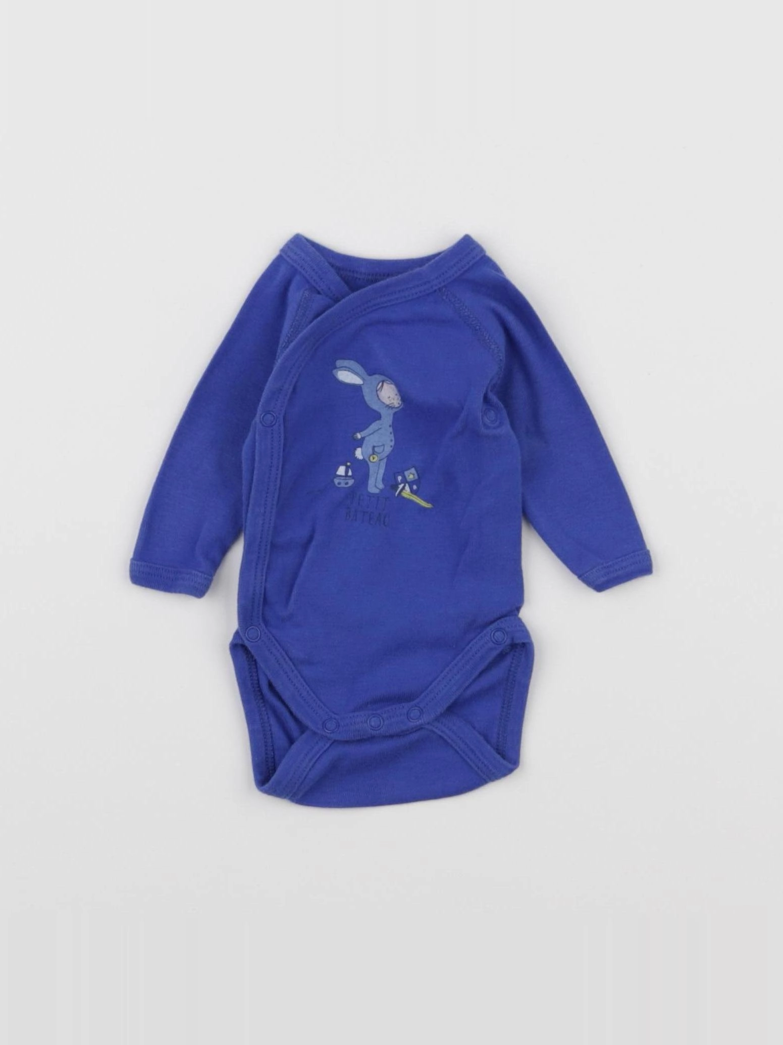 Petit Bateau - body bleu - 0 mois