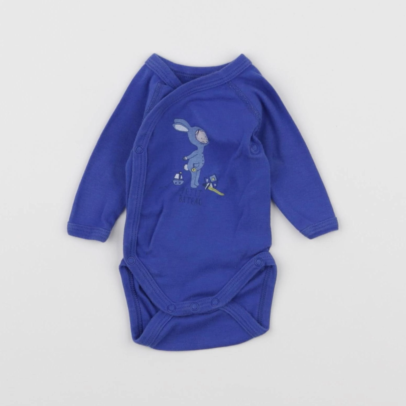 Petit Bateau - body bleu - 0 mois