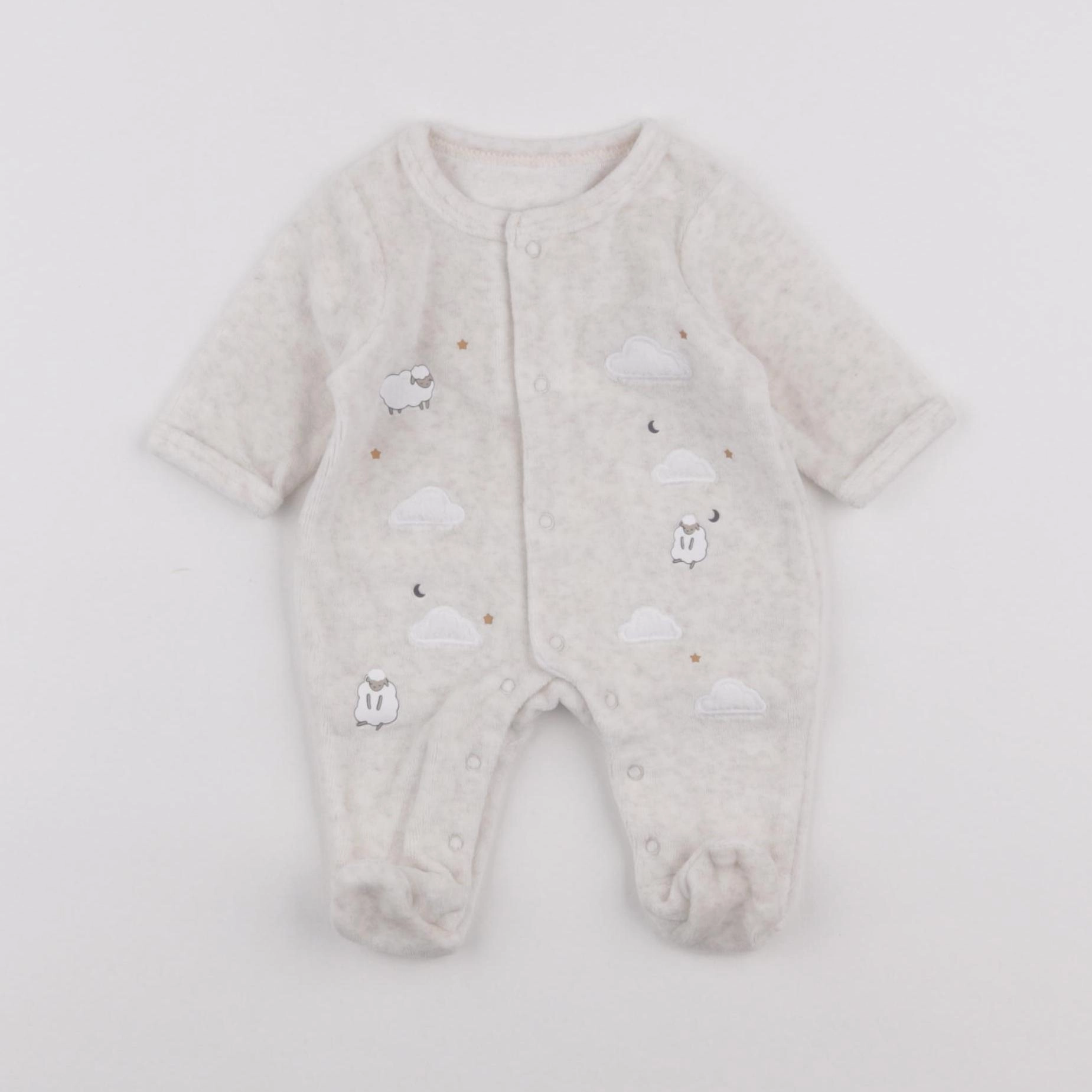 Vertbaudet - pyjama velours beige - 0 mois