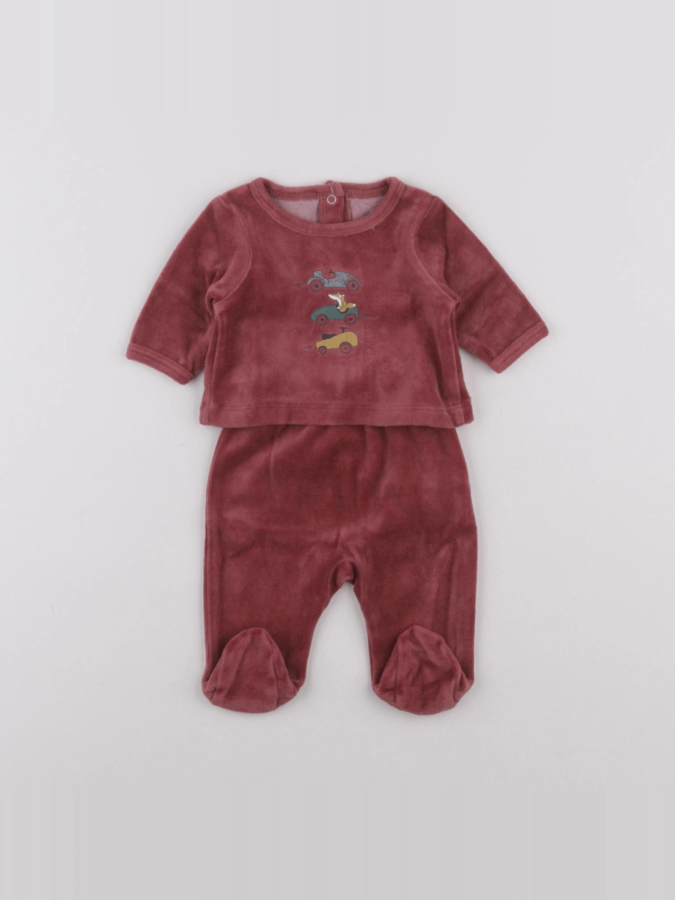 Vertbaudet - pyjama velours rouge - 0 mois