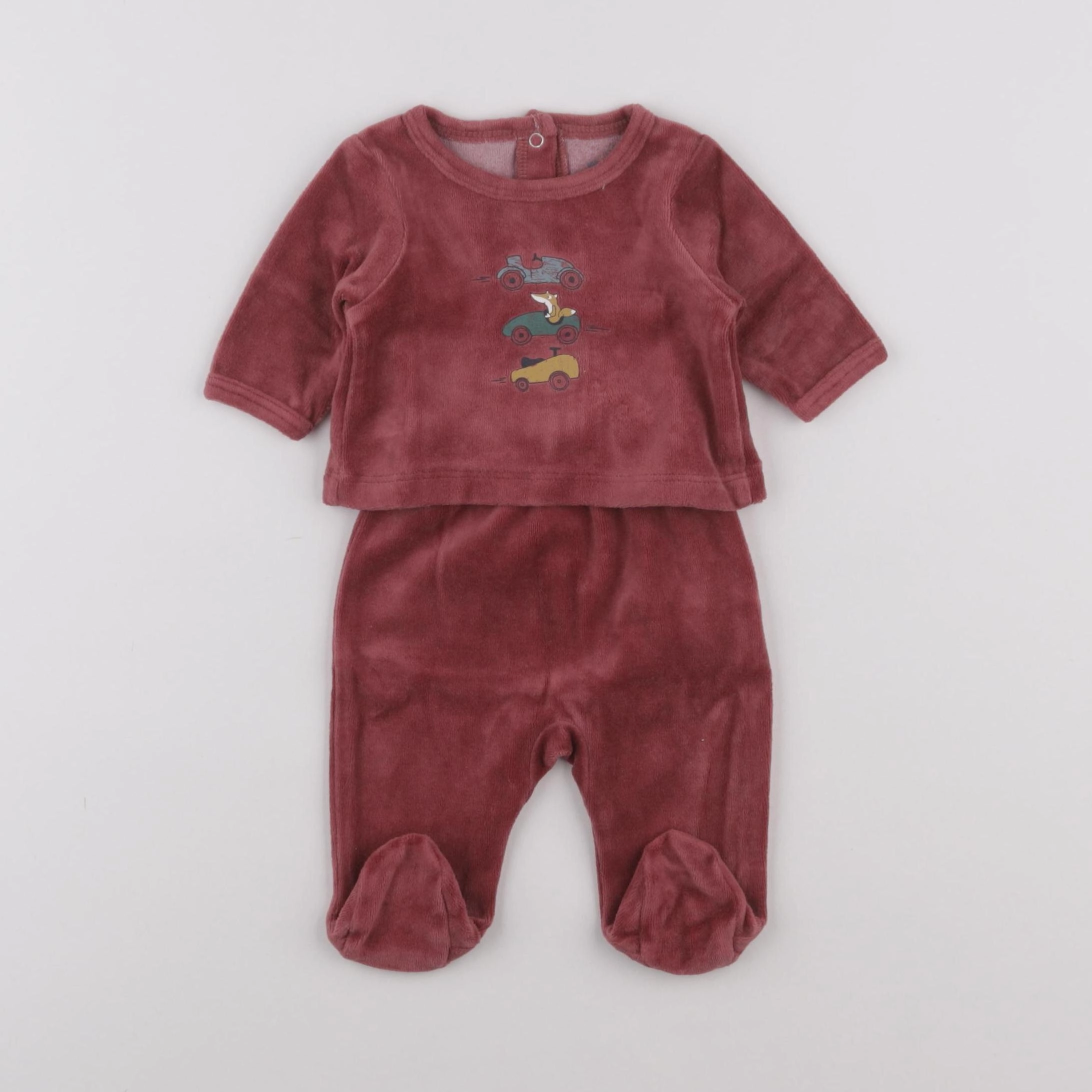 Vertbaudet - pyjama velours rouge - 0 mois