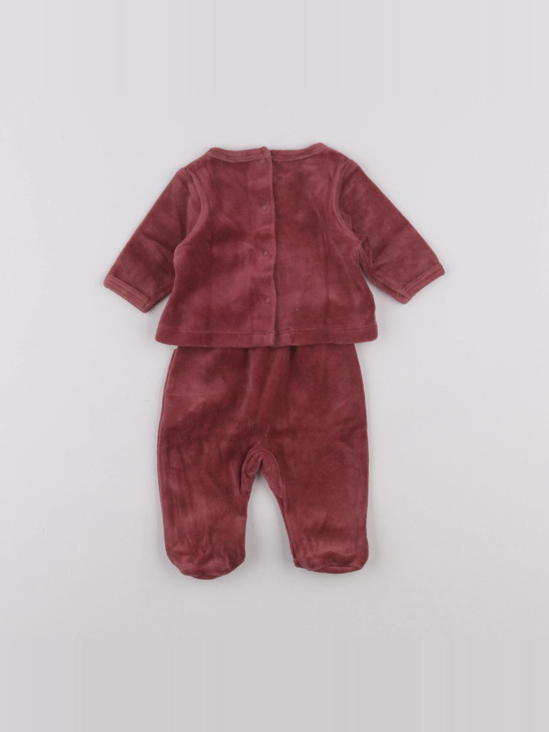 Vertbaudet - pyjama velours rouge - 0 mois