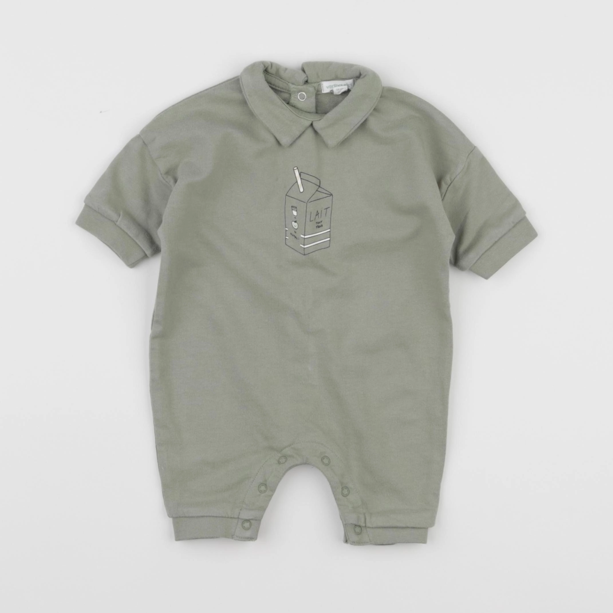 Vertbaudet - combinaison coton vert - 1 mois