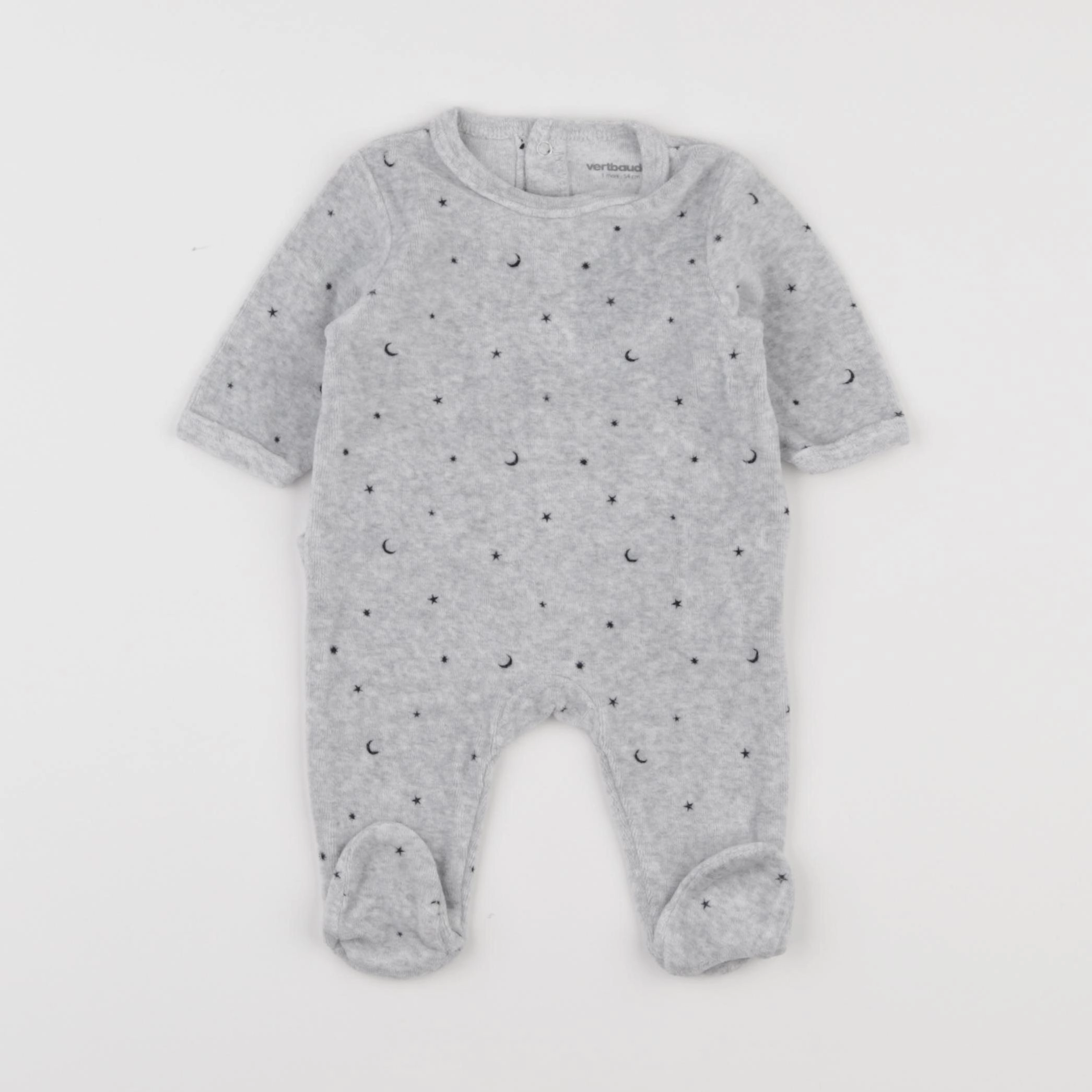 Vertbaudet - pyjama velours gris - 1 mois