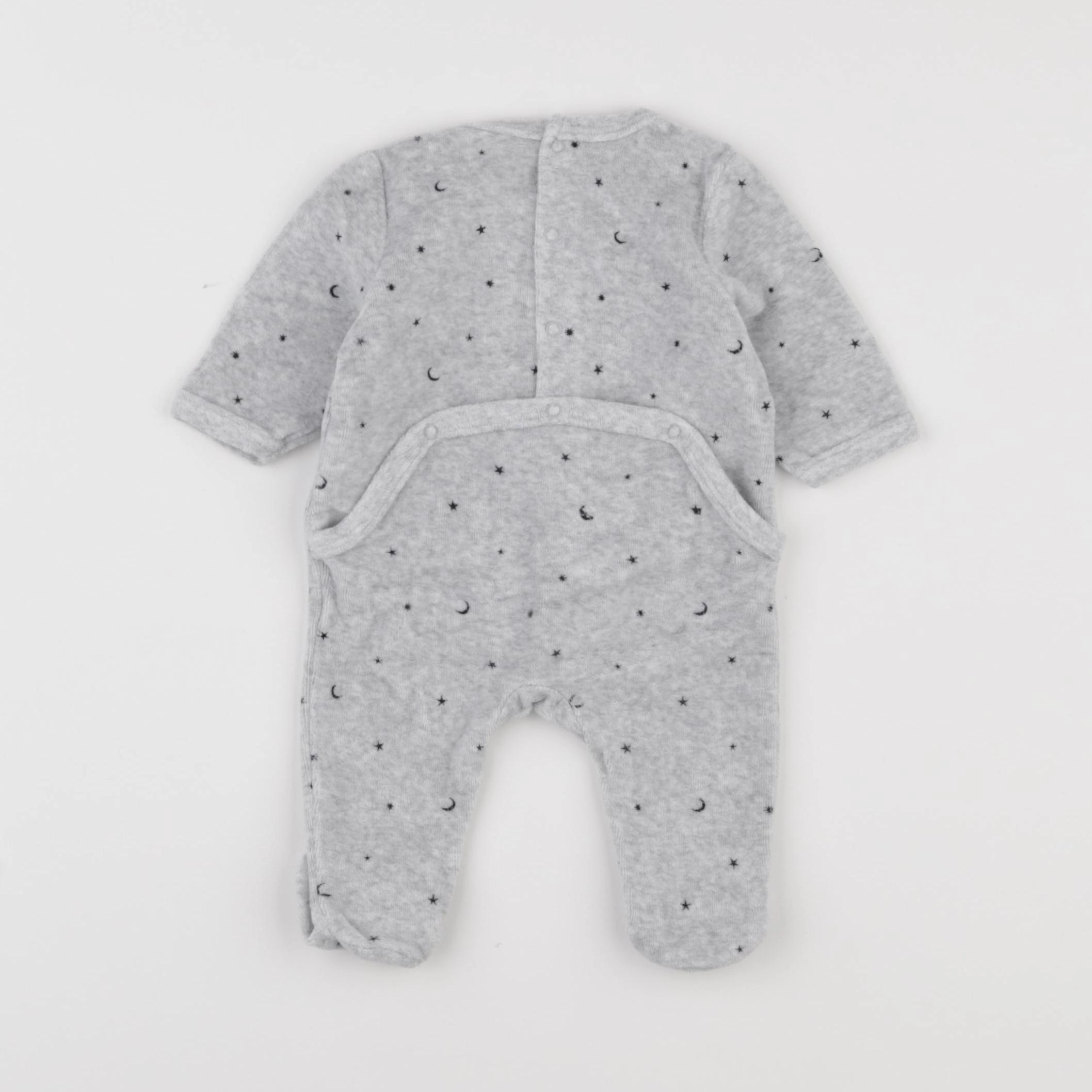 Vertbaudet - pyjama velours gris - 1 mois