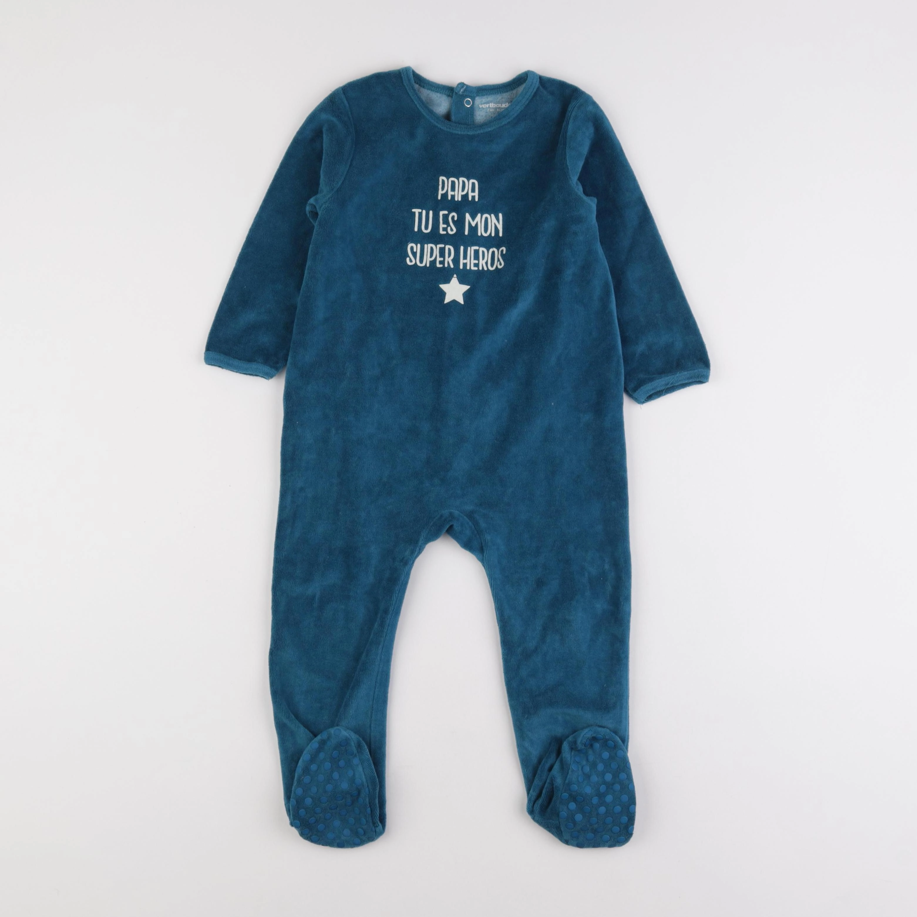 Vertbaudet - pyjama velours bleu - 2 ans