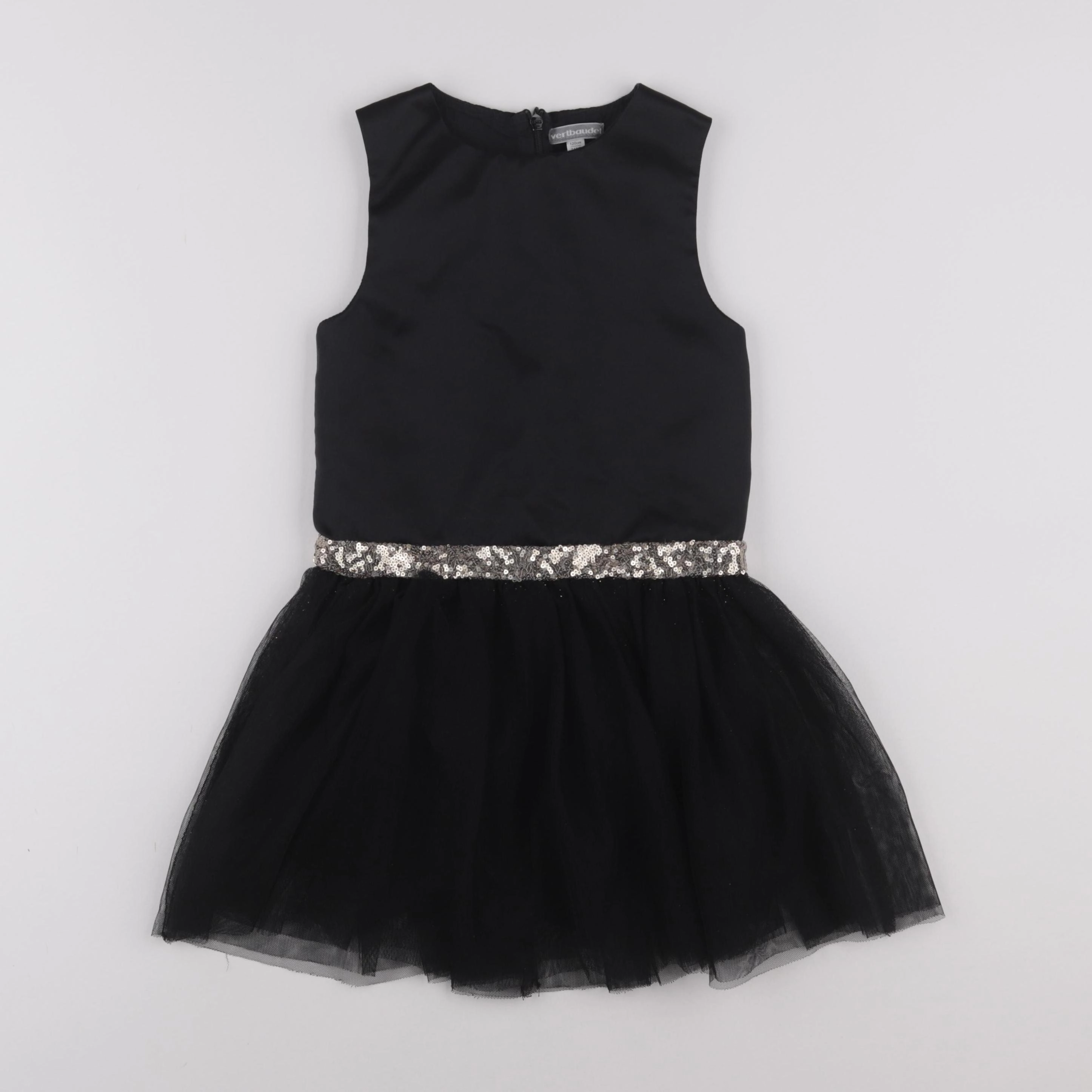 Vertbaudet - robe noir, or - 7 ans