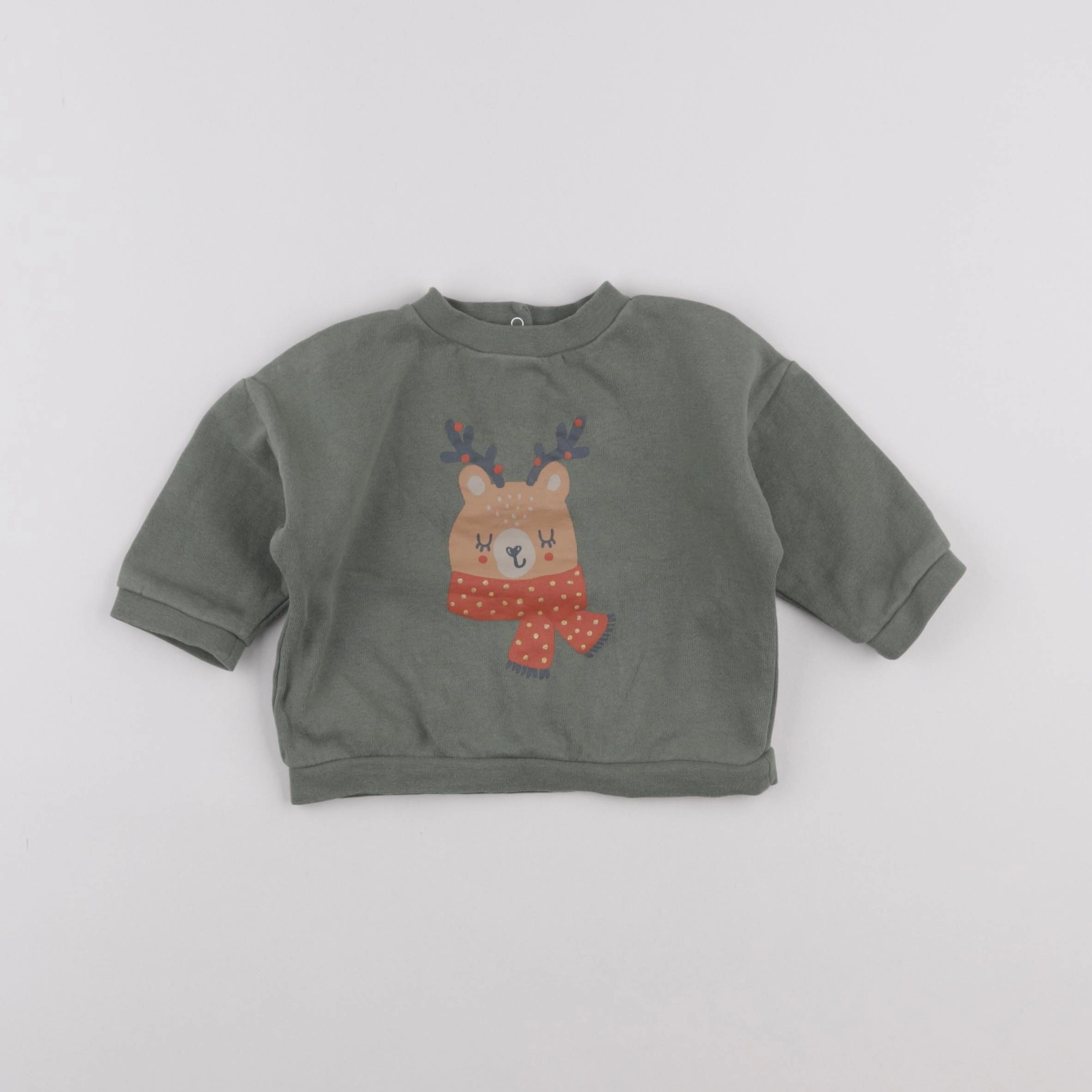 Vertbaudet - sweat vert - 9 mois