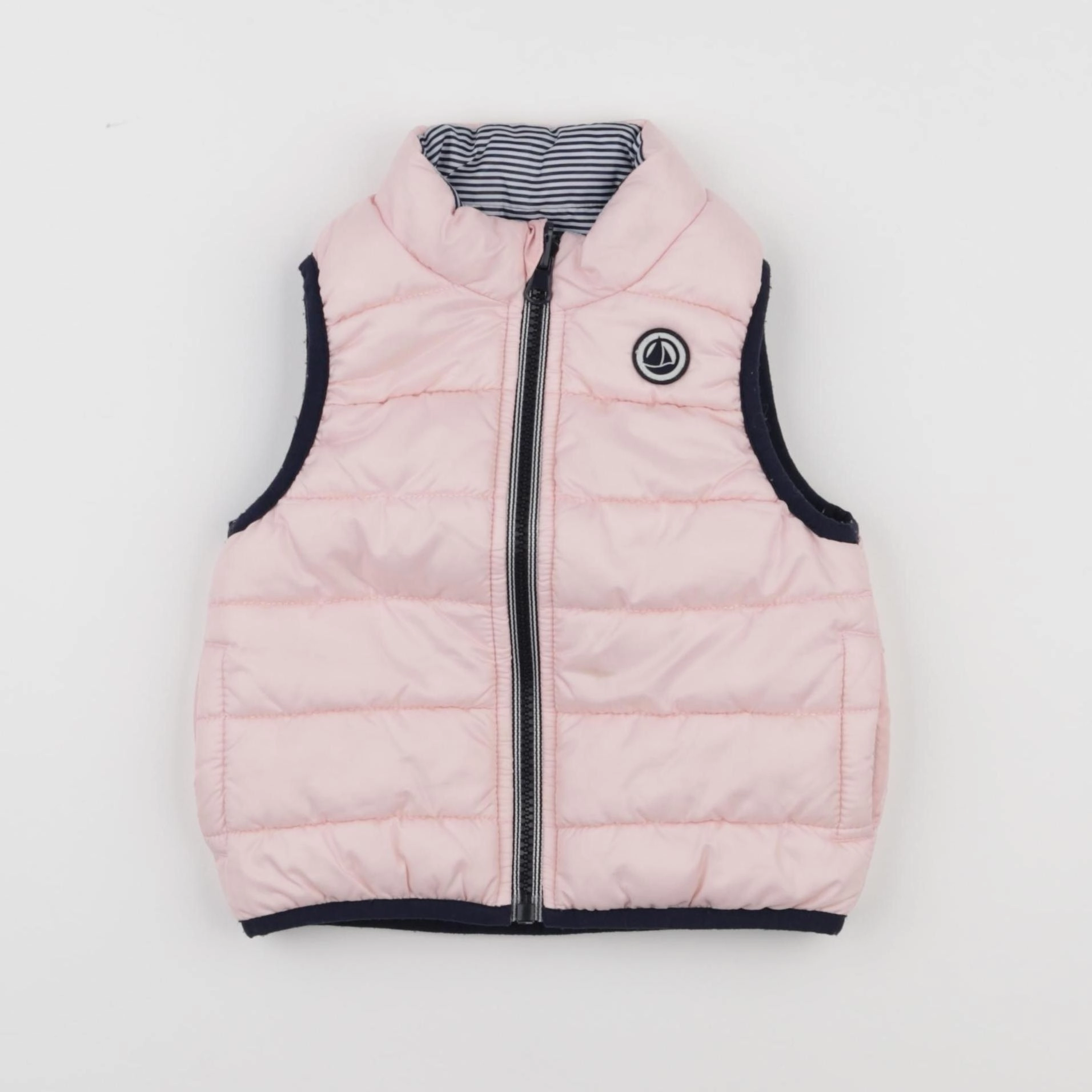 Petit Bateau - doudoune réversible rose - 6 mois