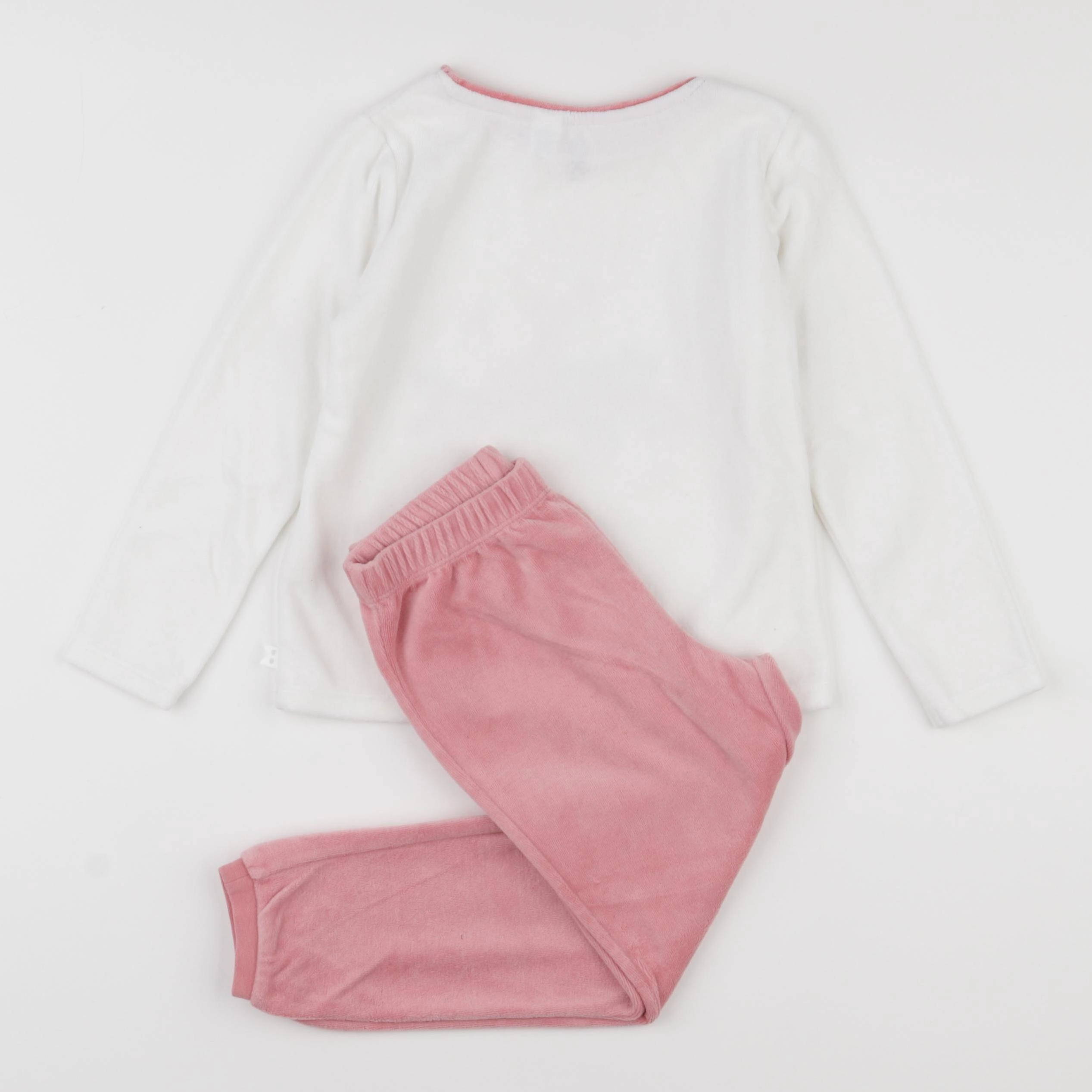 Okaidi - pyjama velours blanc, rose - 4 ans