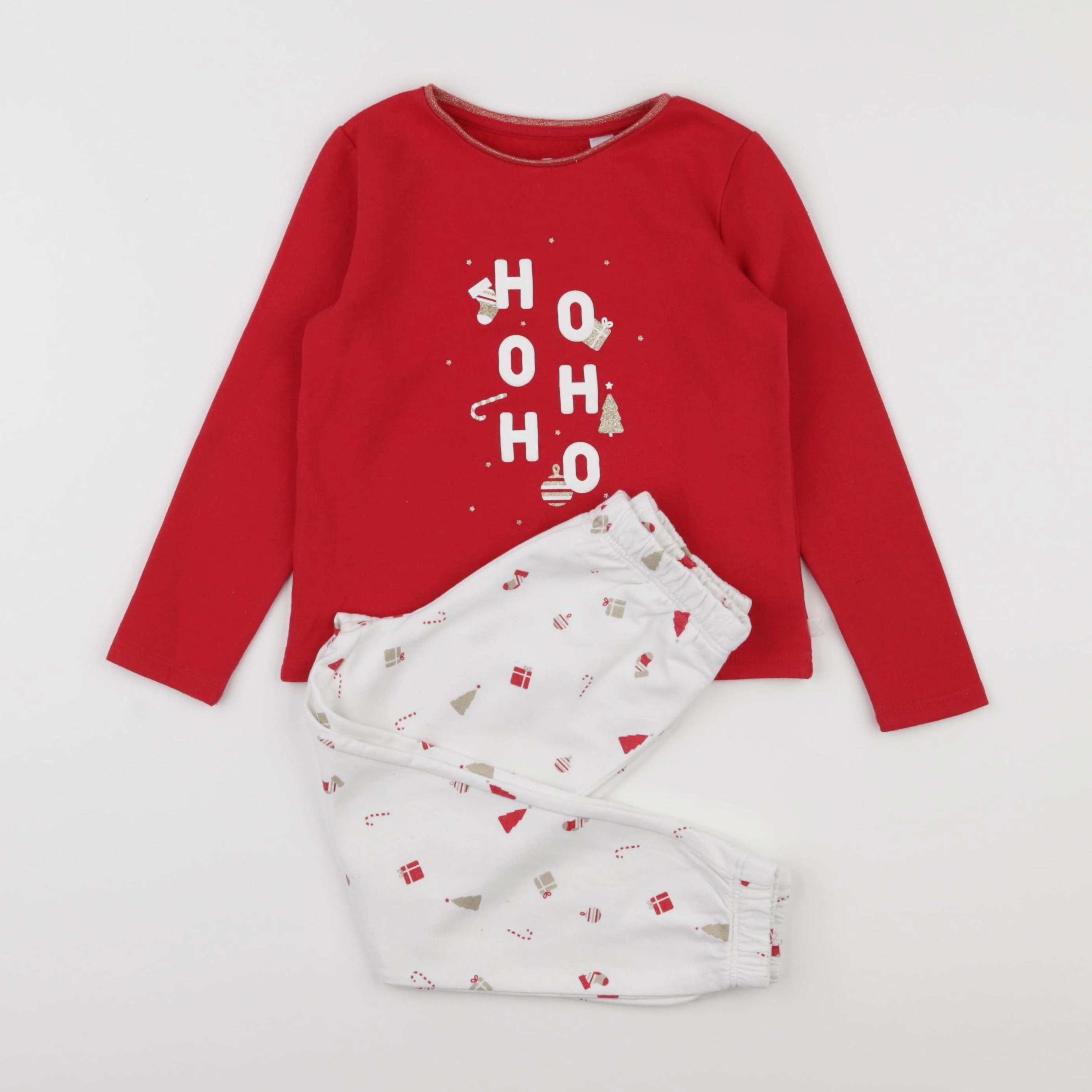 Okaidi - pyjama coton blanc, rouge - 4 ans