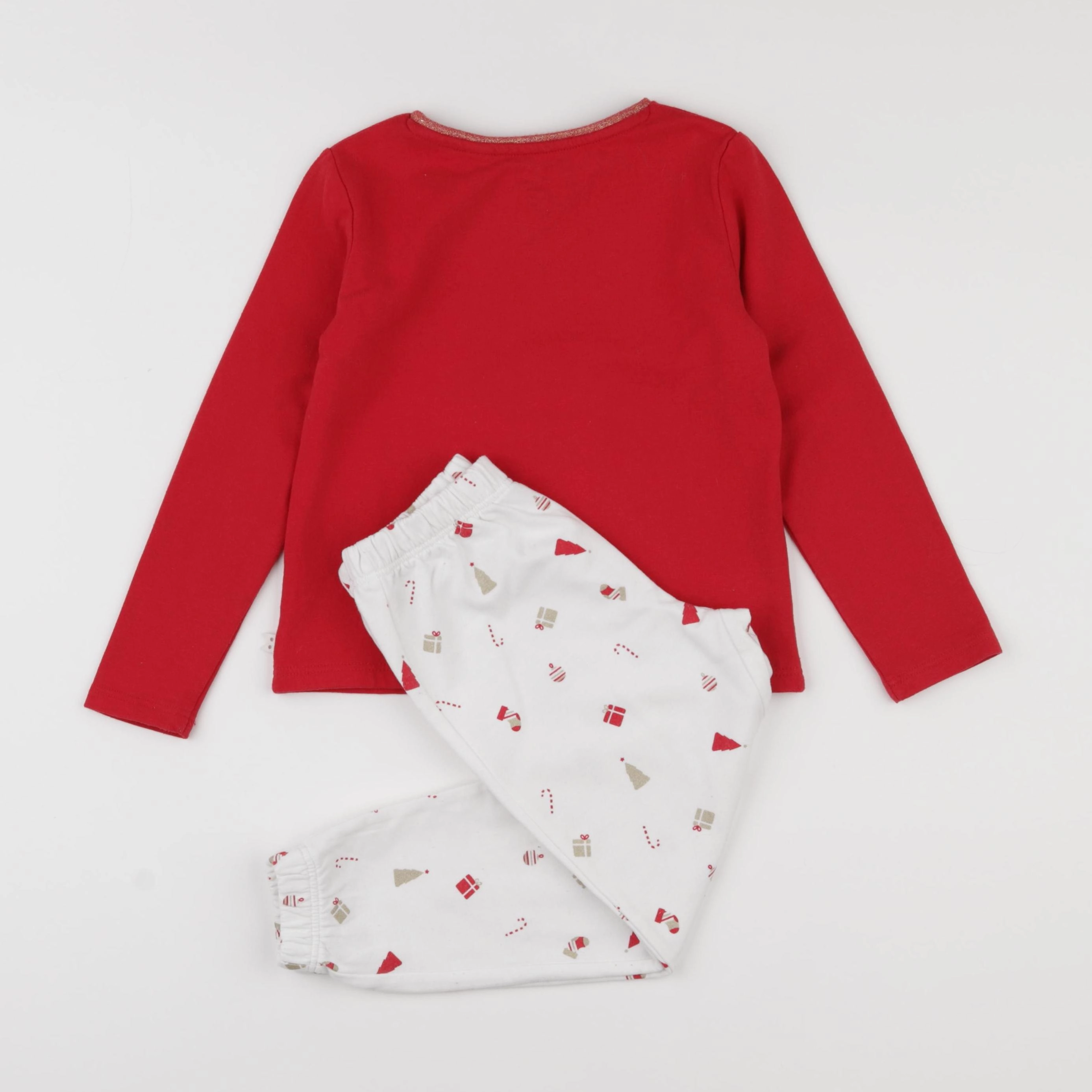 Okaidi - pyjama coton blanc, rouge - 4 ans